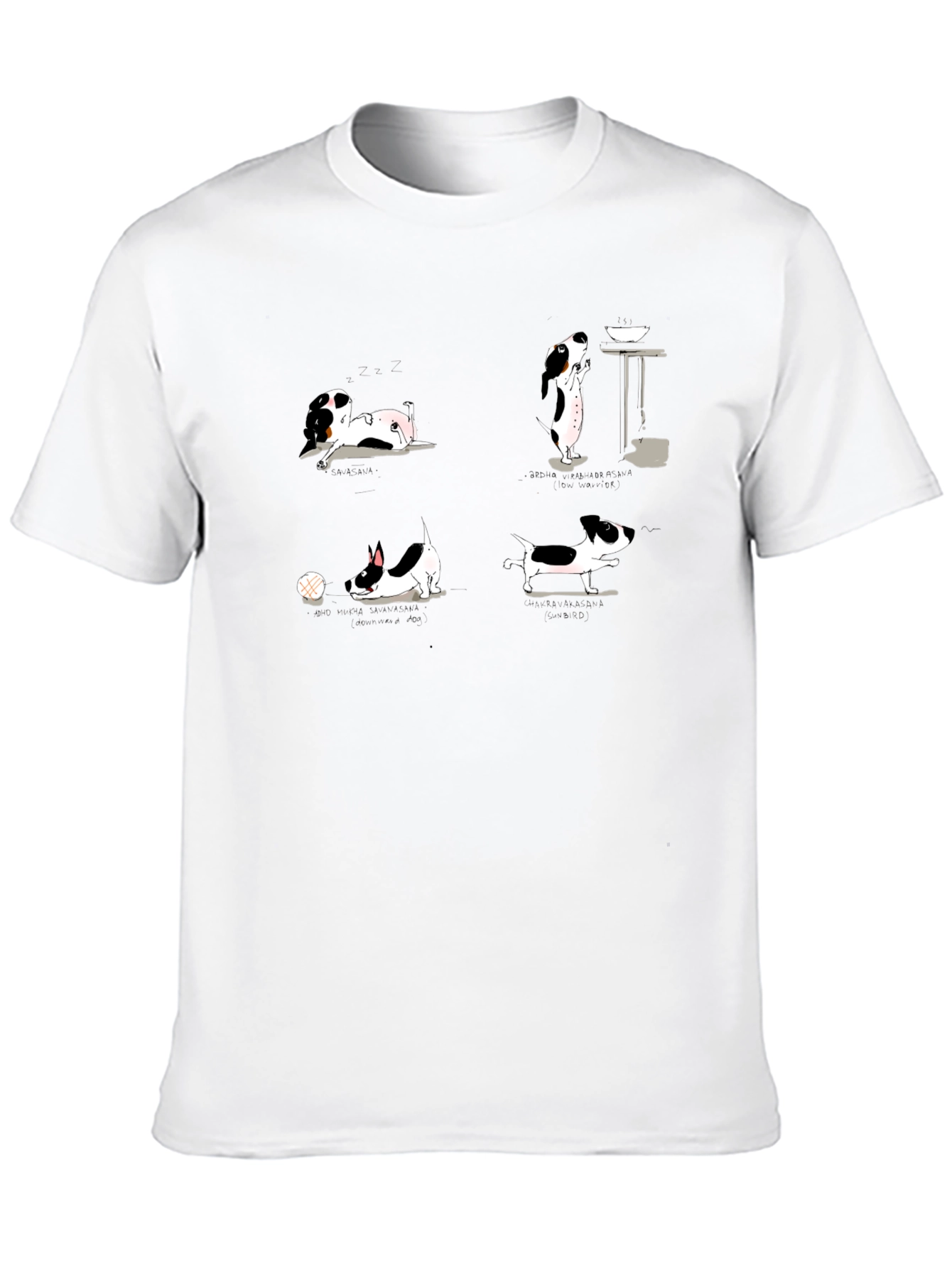 Dog Cartoon Print Black Cotton T-Shirt