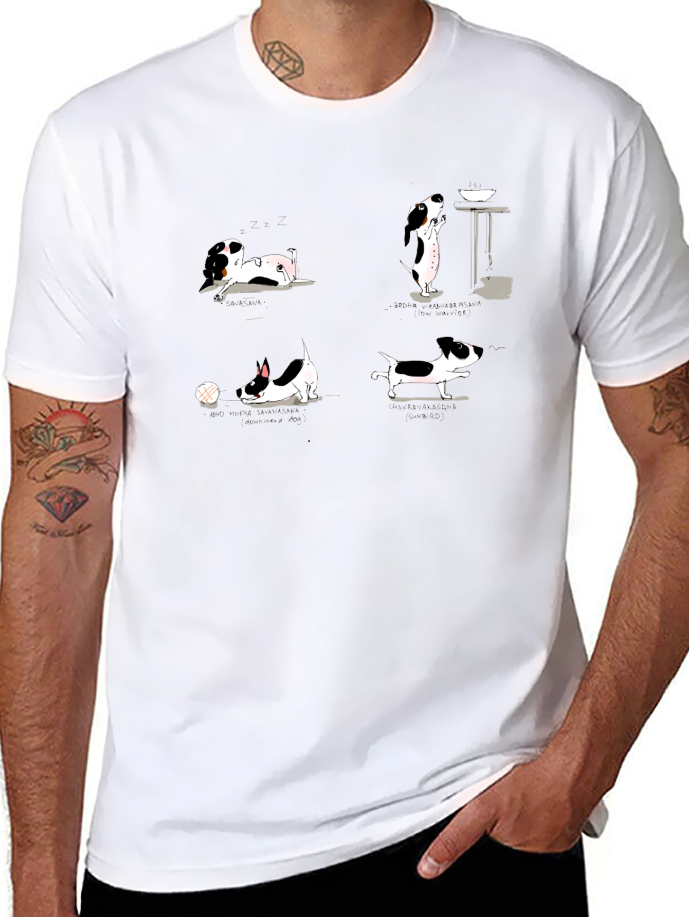 Dog Cartoon Print Black Cotton T-Shirt