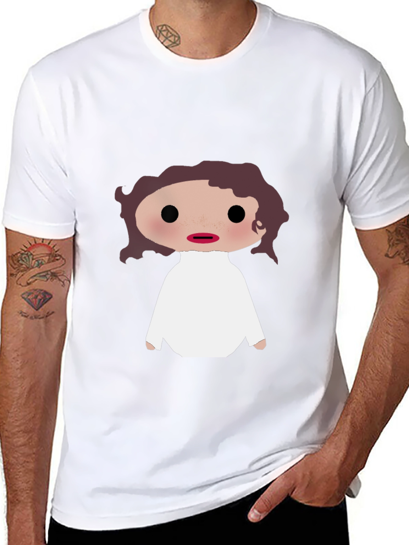 Cartoon Leia Unisex T-Shirt - Black
