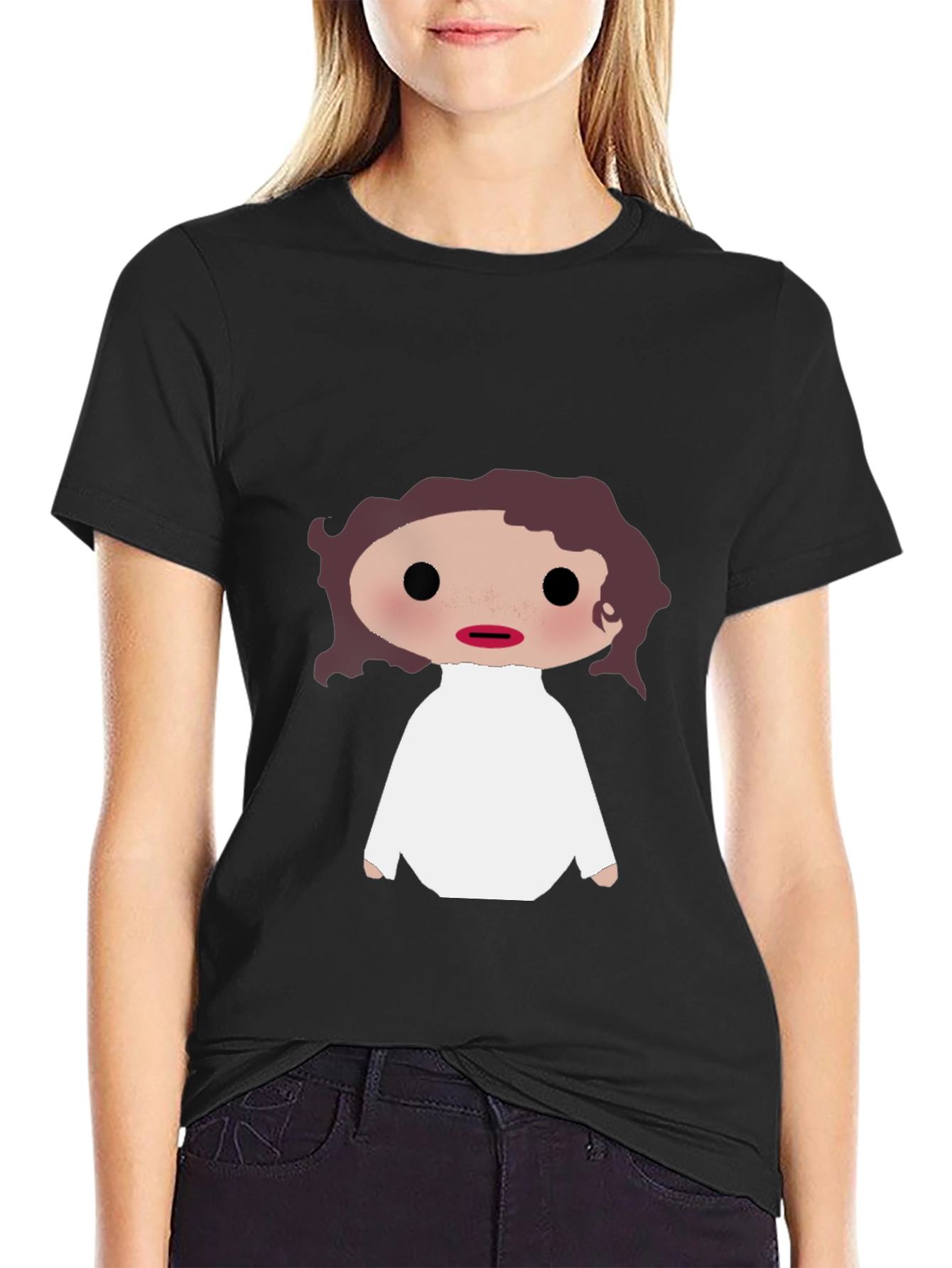 Cartoon Leia Unisex T-Shirt - Black