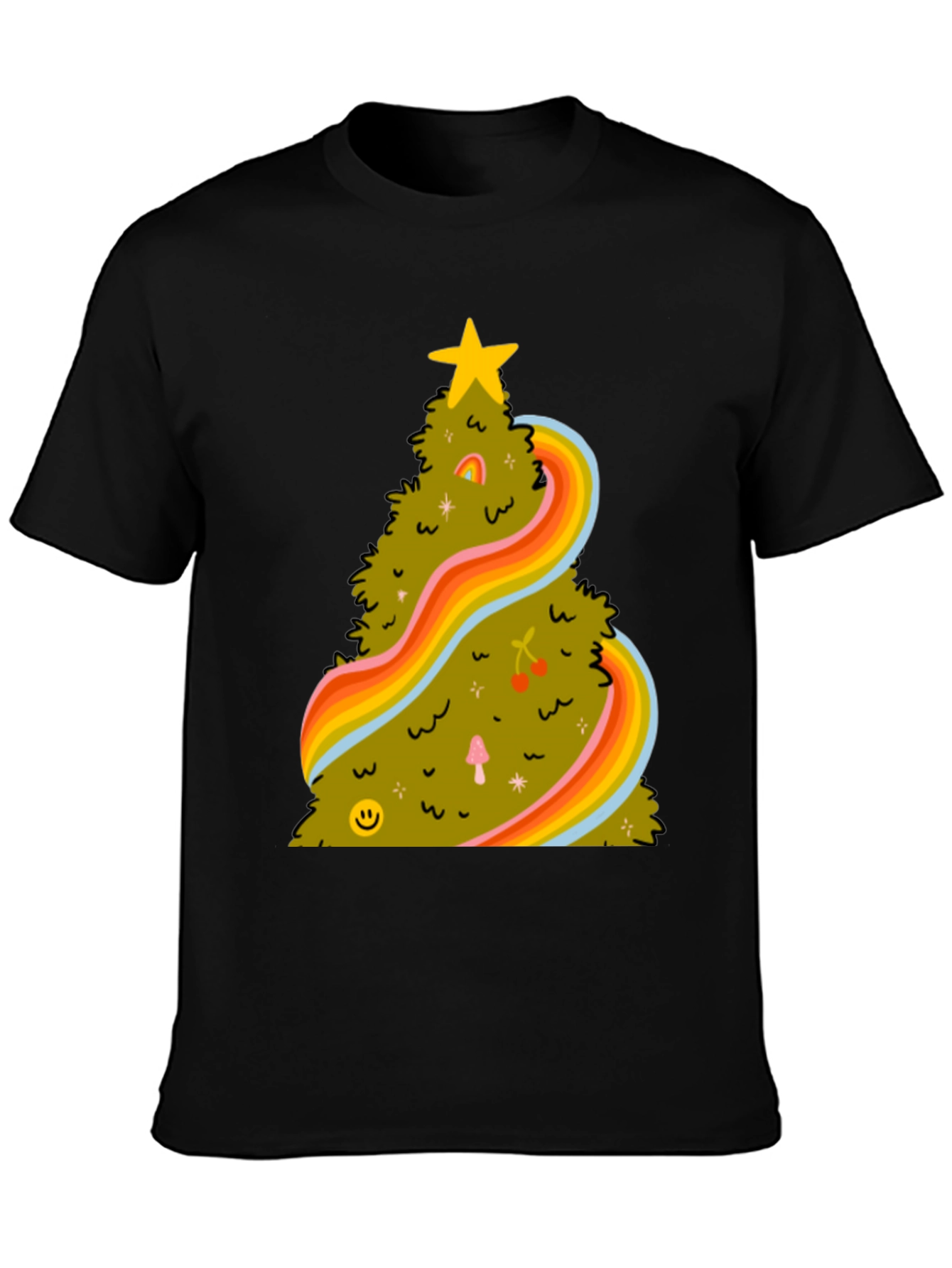 Retro Christmas Tree Tee - Groovy Holiday Shirt