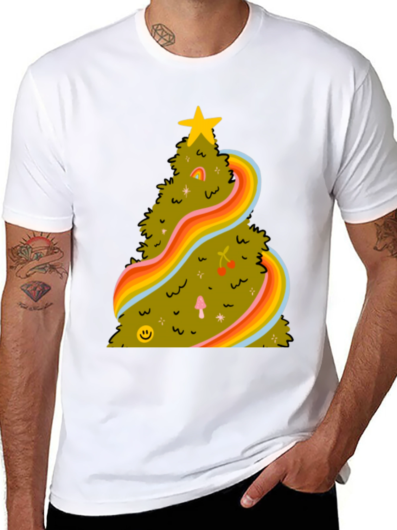 Retro Christmas Tree Tee - Groovy Holiday Shirt