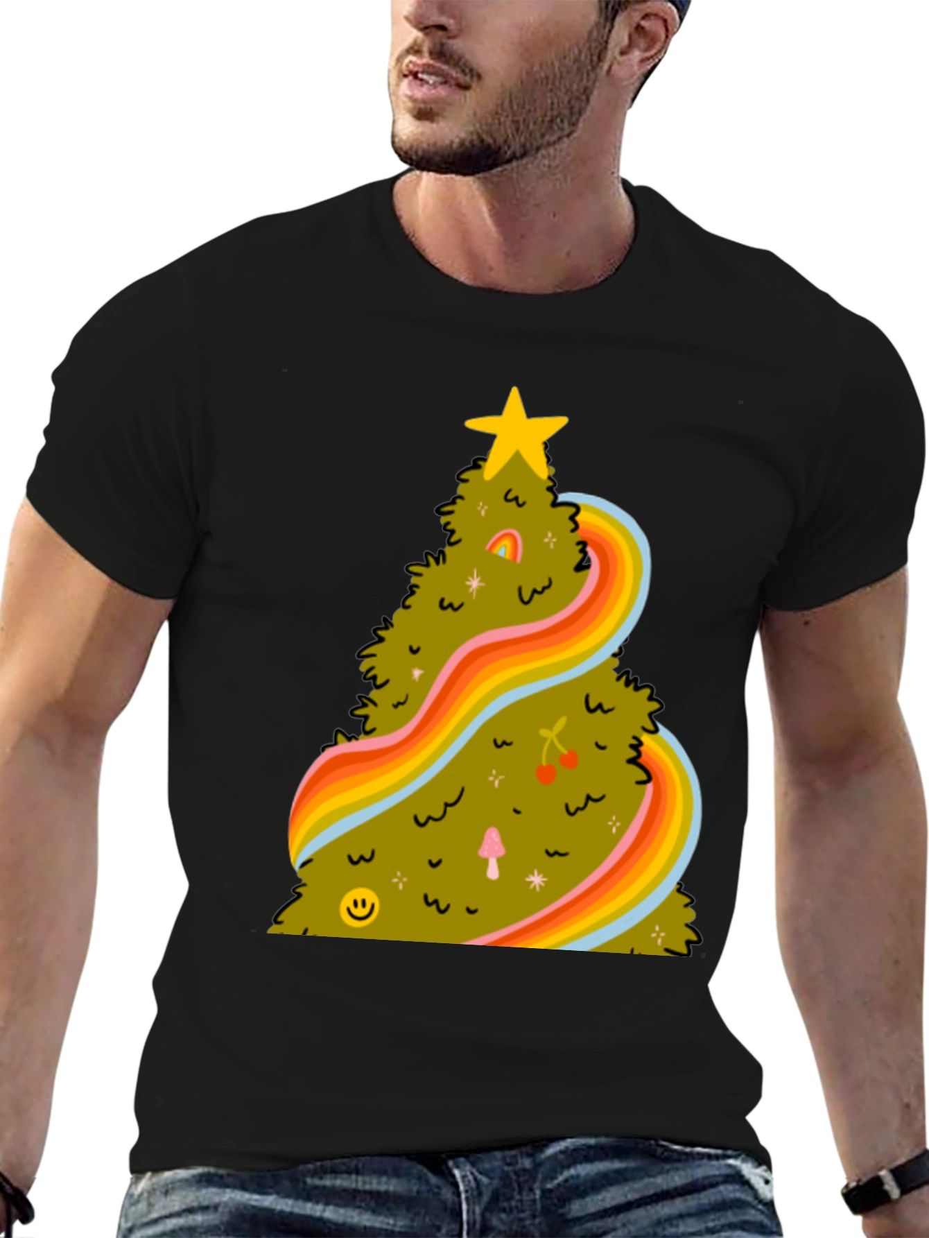 Retro Christmas Tree Tee - Groovy Holiday Shirt