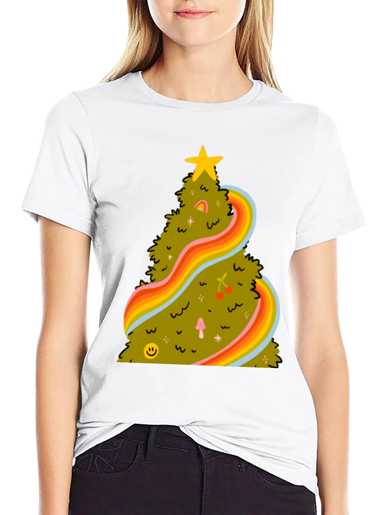 Retro Christmas Tree Tee - Groovy Holiday Shirt