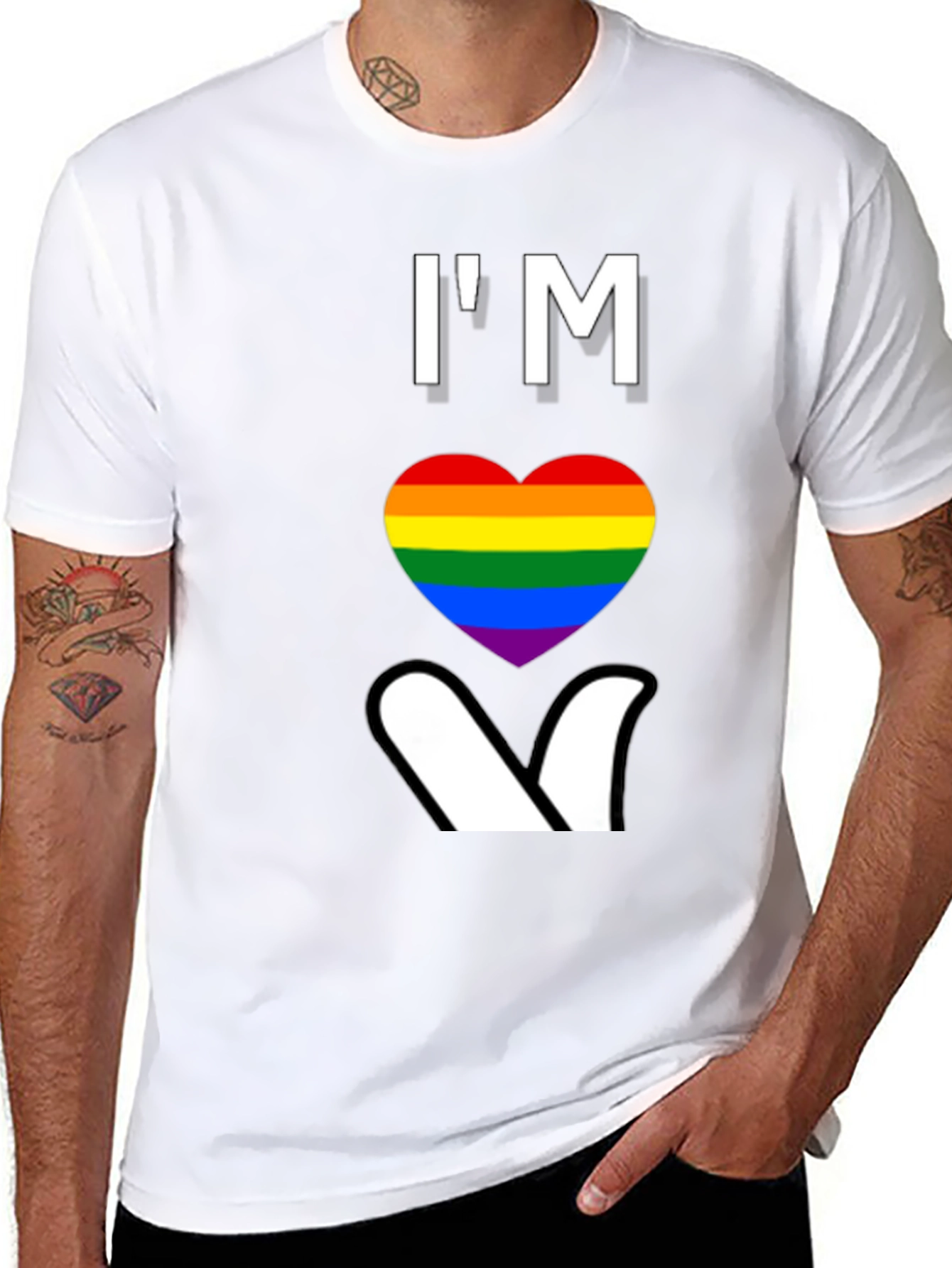Im Heart Gay Pride T-Shirt LGBTQ Rainbow Love Tee