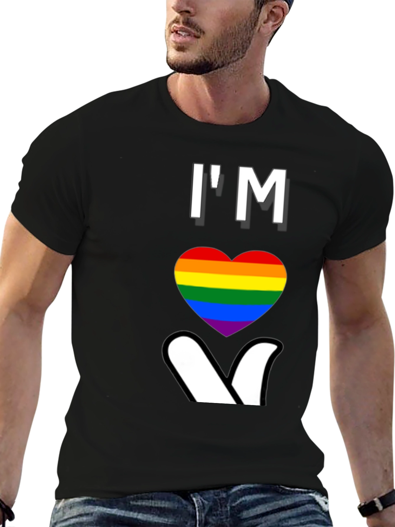 Im Heart Gay Pride T-Shirt LGBTQ Rainbow Love Tee