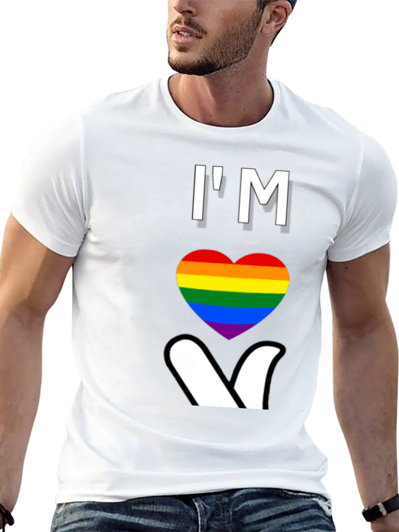 Im Heart Gay Pride T-Shirt LGBTQ Rainbow Love Tee