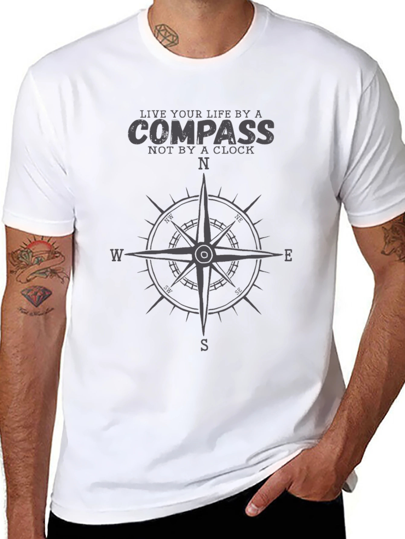 Compass Graphic T-Shirt - Live Your Life Design