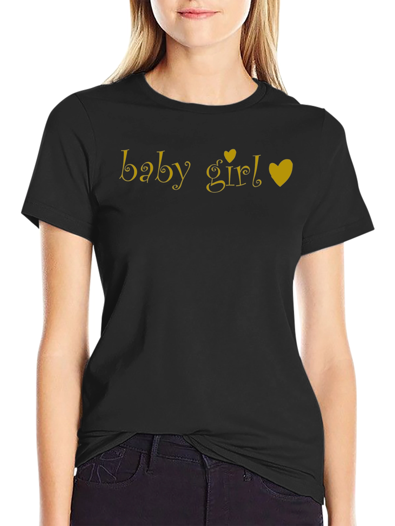 Baby Girl Heart Tee - Soft Cotton Black T-Shirt