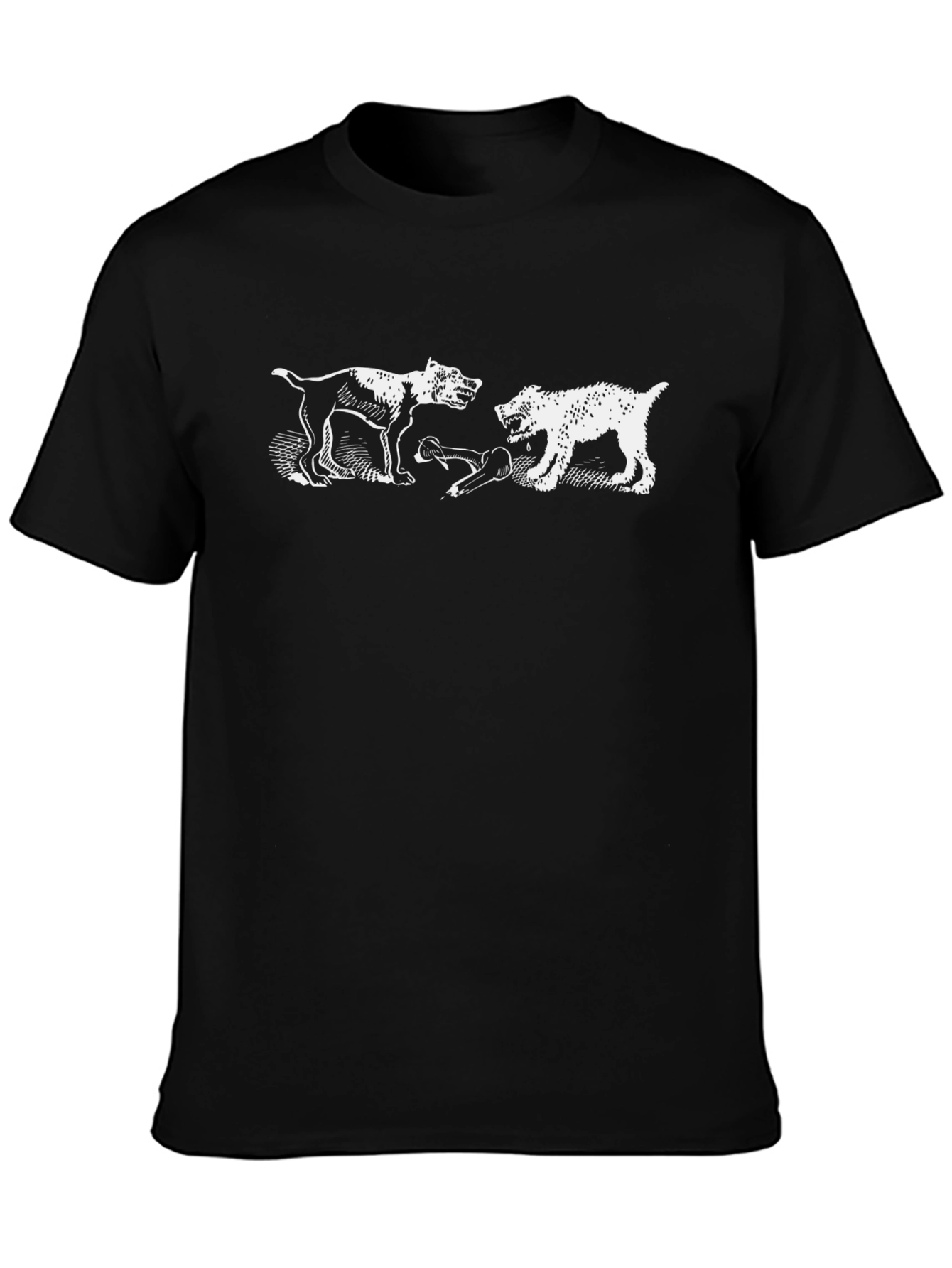 Dog Fight Graphic Tee - Black Cotton Blend