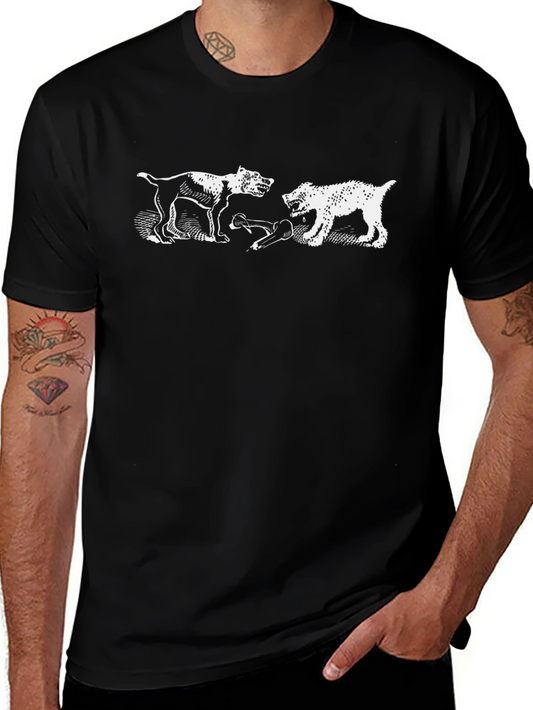 Dog Fight Graphic Tee - Black Cotton Blend