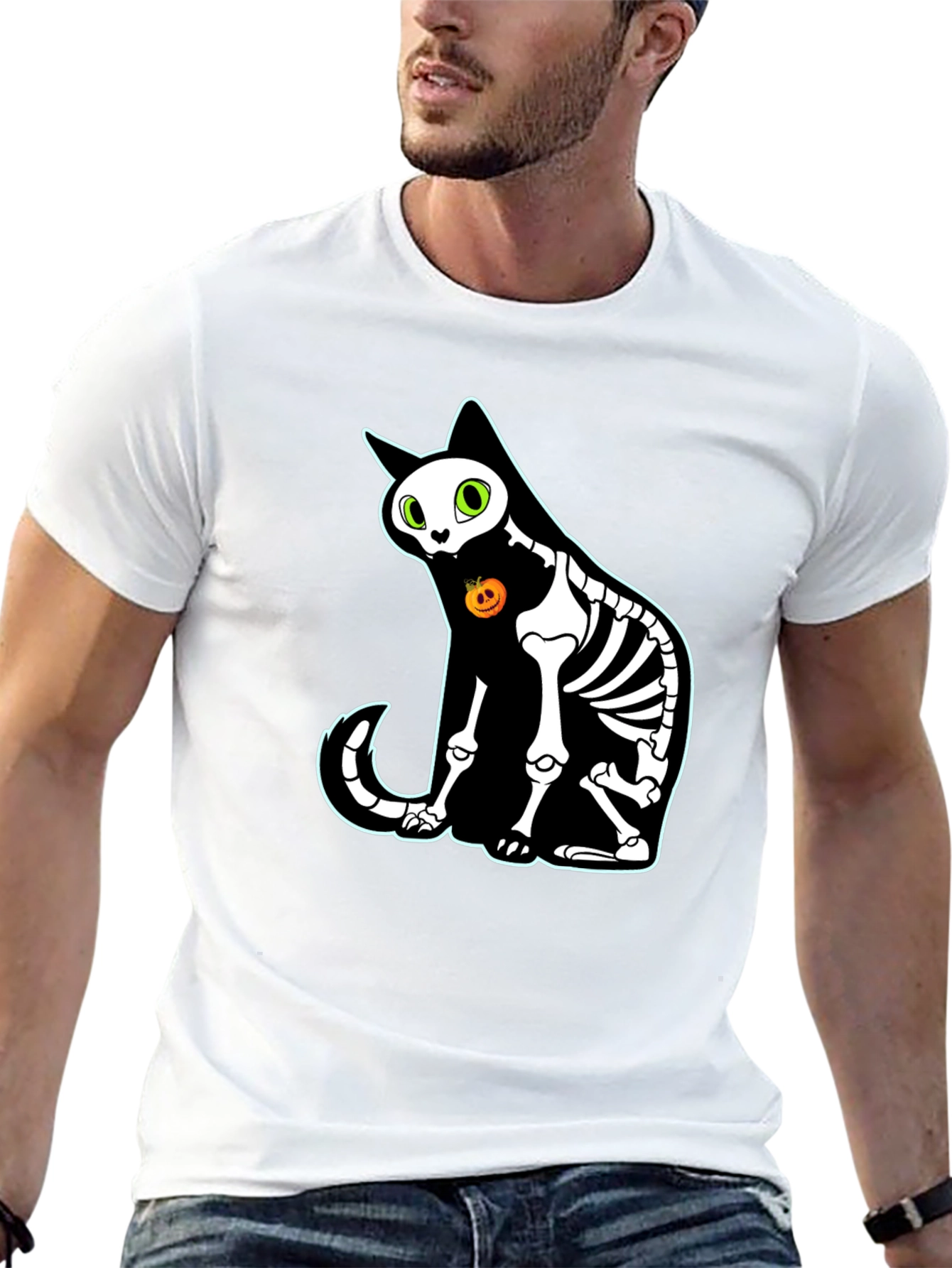 Halloween Skeleton Cat T-Shirt - Spooky Season