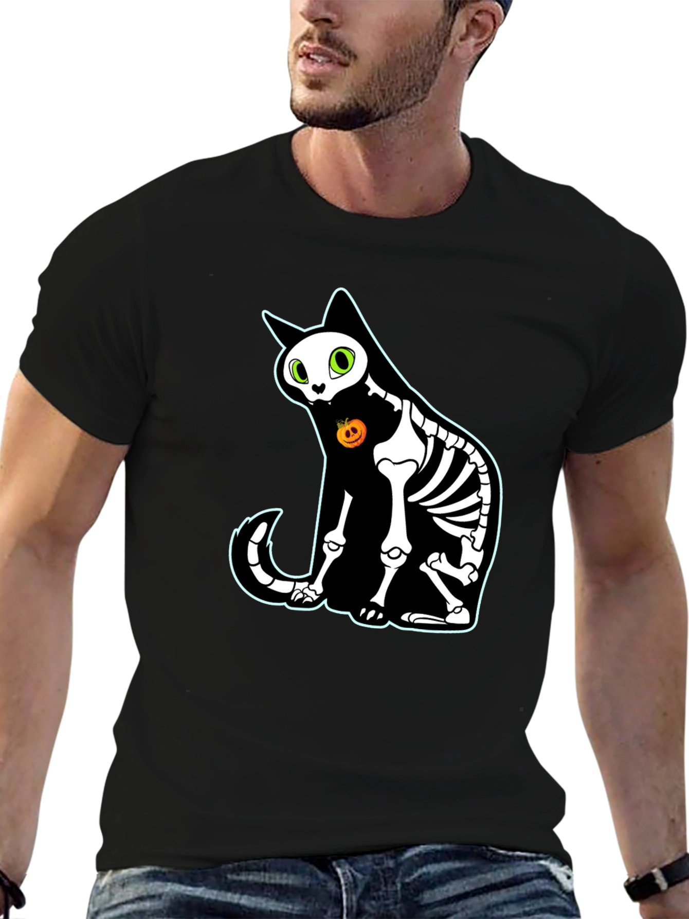 Halloween Skeleton Cat T-Shirt - Spooky Season