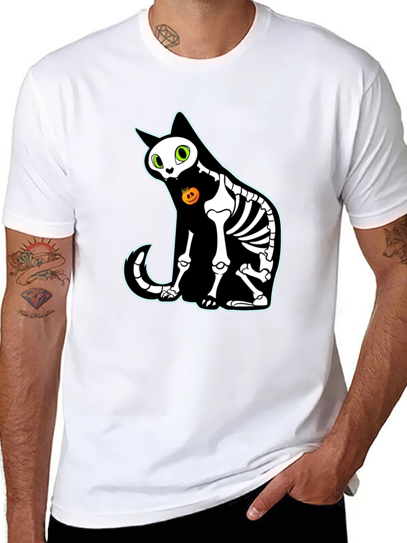 Halloween Skeleton Cat T-Shirt - Spooky Season
