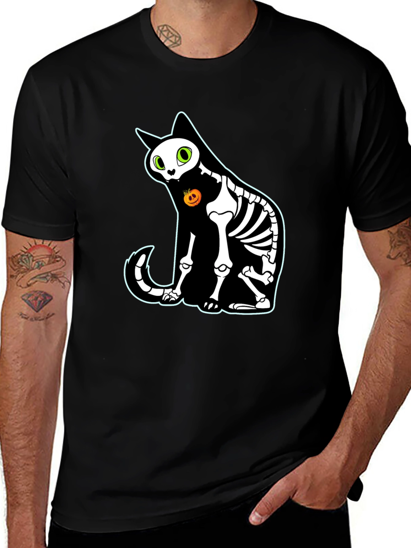 Halloween Skeleton Cat T-Shirt - Spooky Season