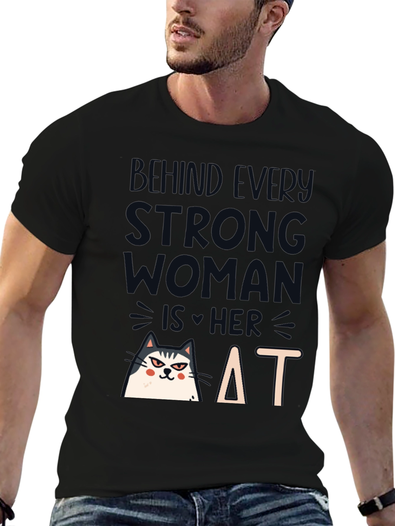 Strong Woman Cat T-Shirt