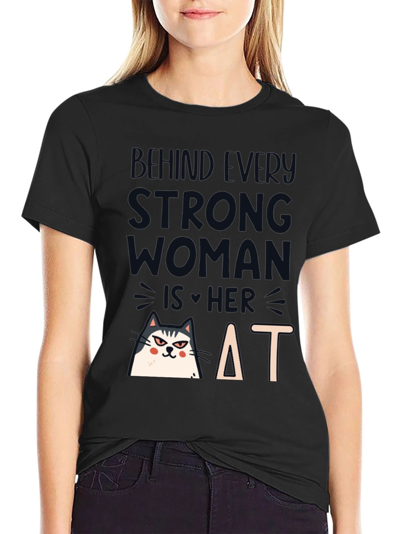 Strong Woman Cat T-Shirt