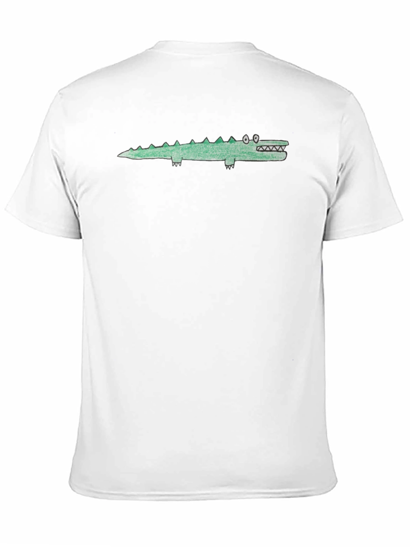 Black Tee with Cartoon Crocodile Graphic