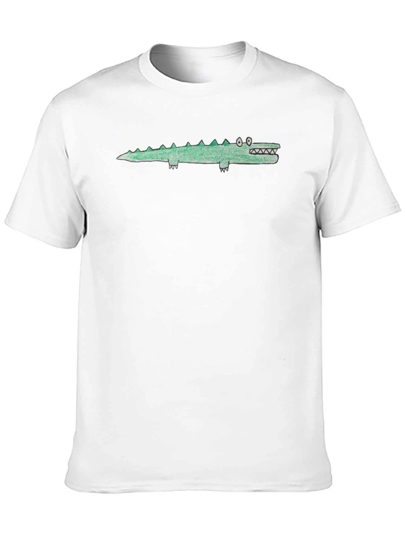Black Tee with Cartoon Crocodile Graphic