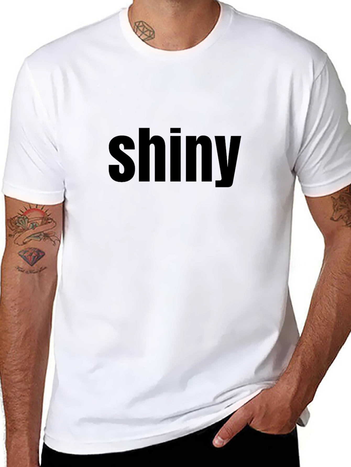 Shiny Text Black Tee - Casual Fashion