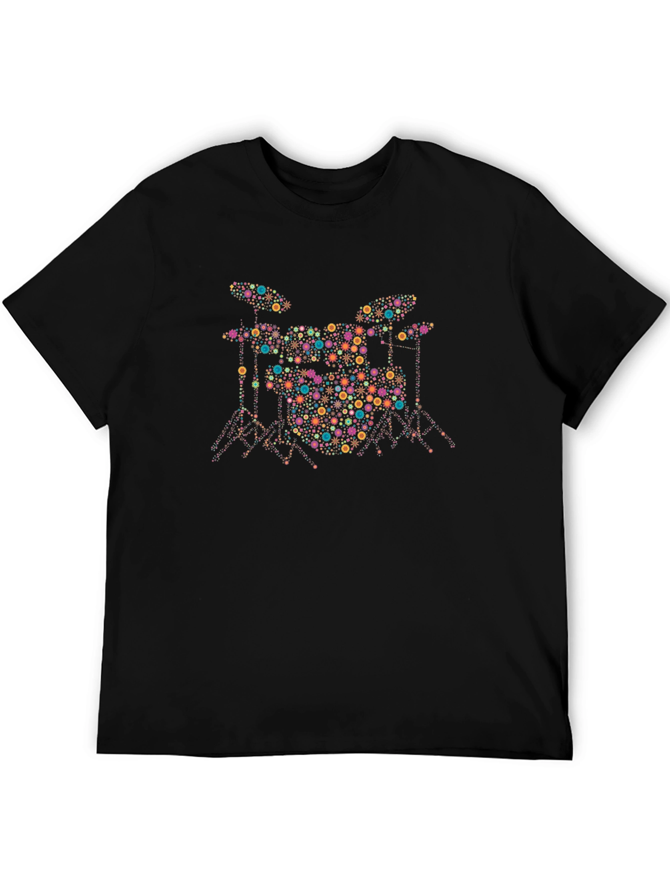 Drum Set Graphic Black T-Shirt - Unique Music Tee