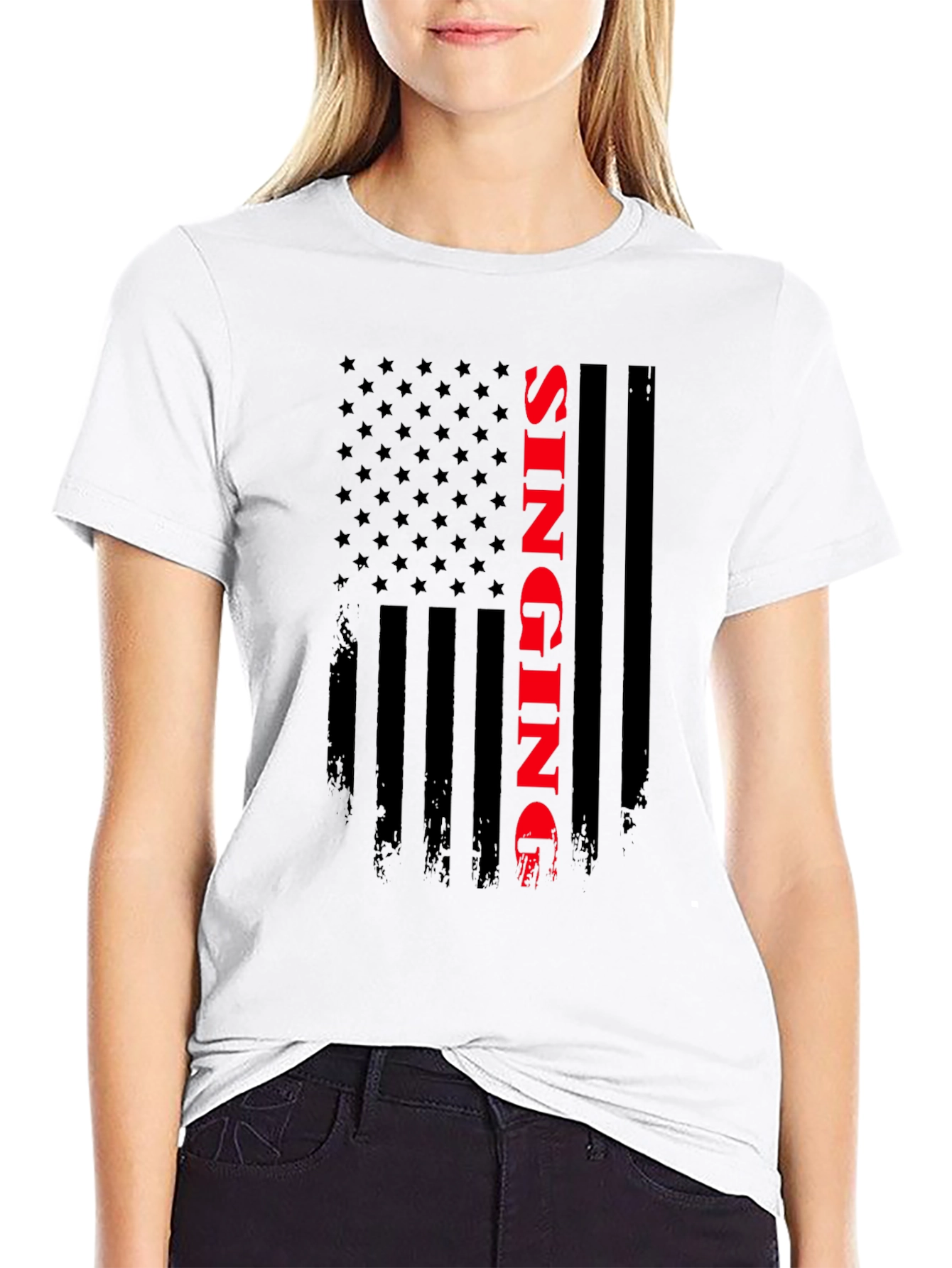 Singing USA Flag Graphic T-Shirt