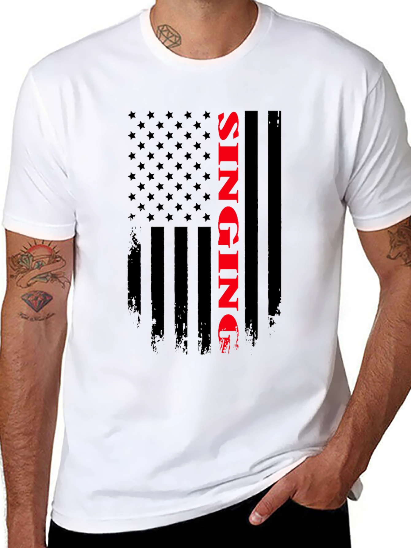 Singing USA Flag Graphic T-Shirt