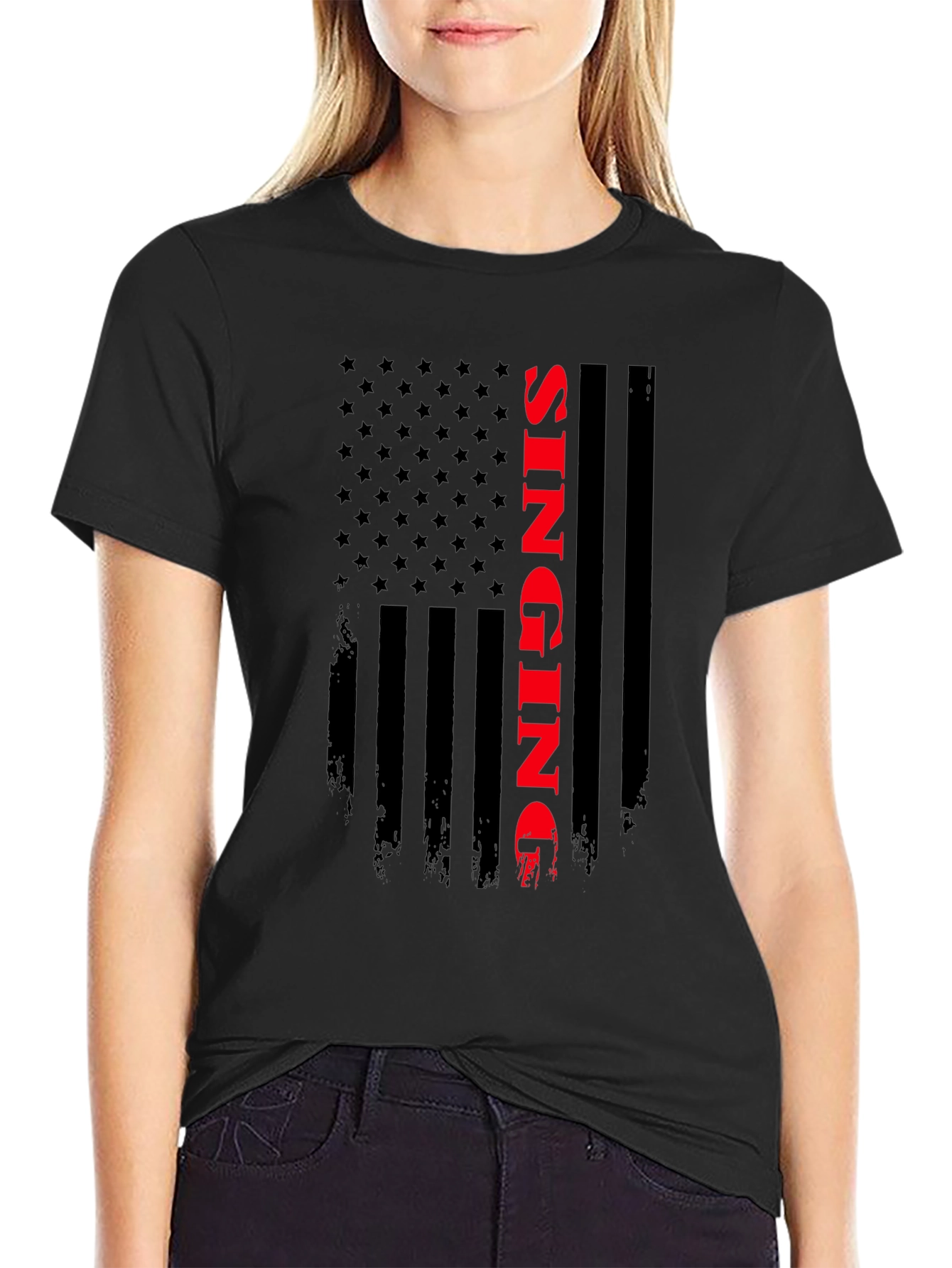 Singing USA Flag Graphic T-Shirt