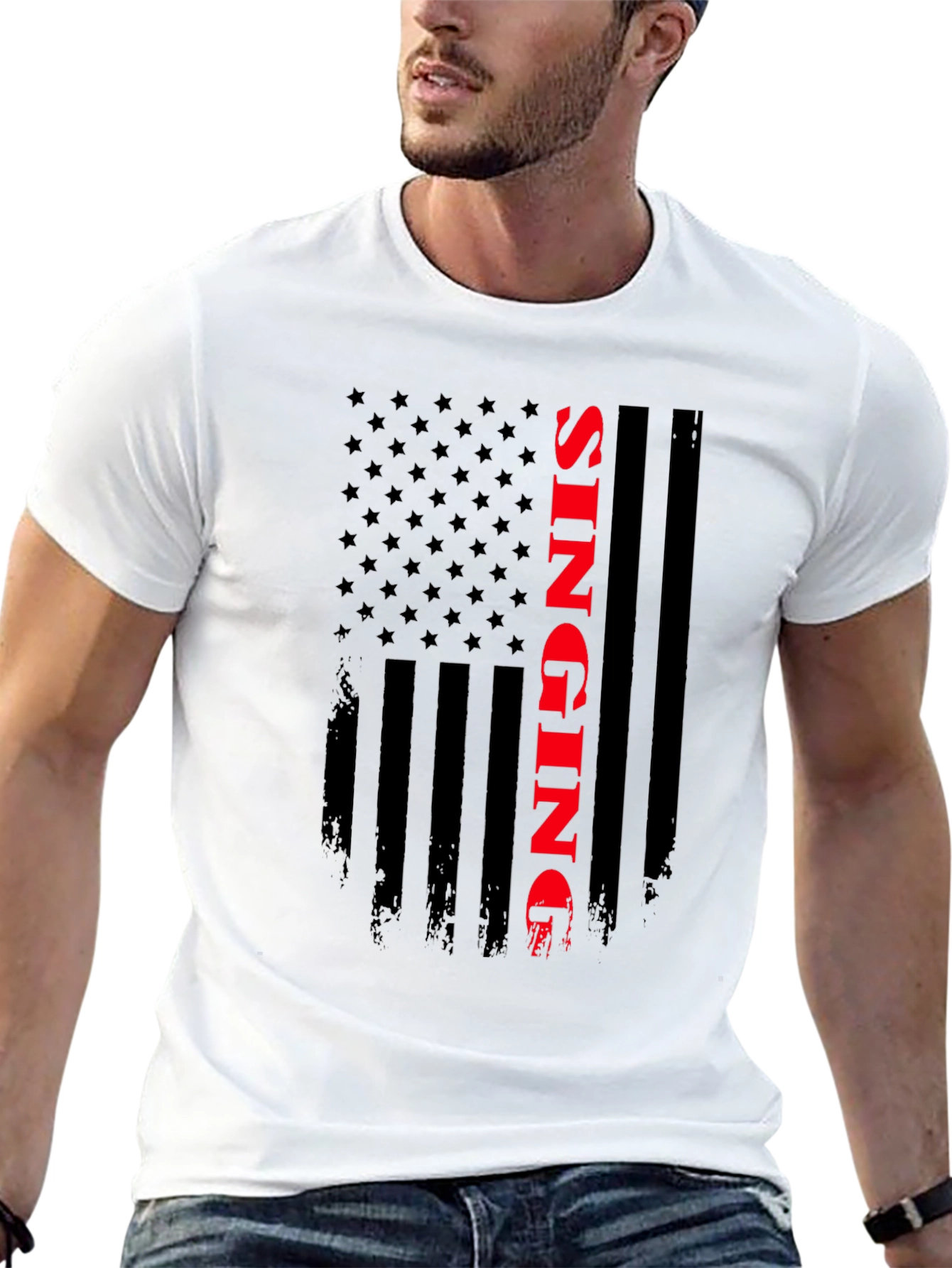 Singing USA Flag Graphic T-Shirt