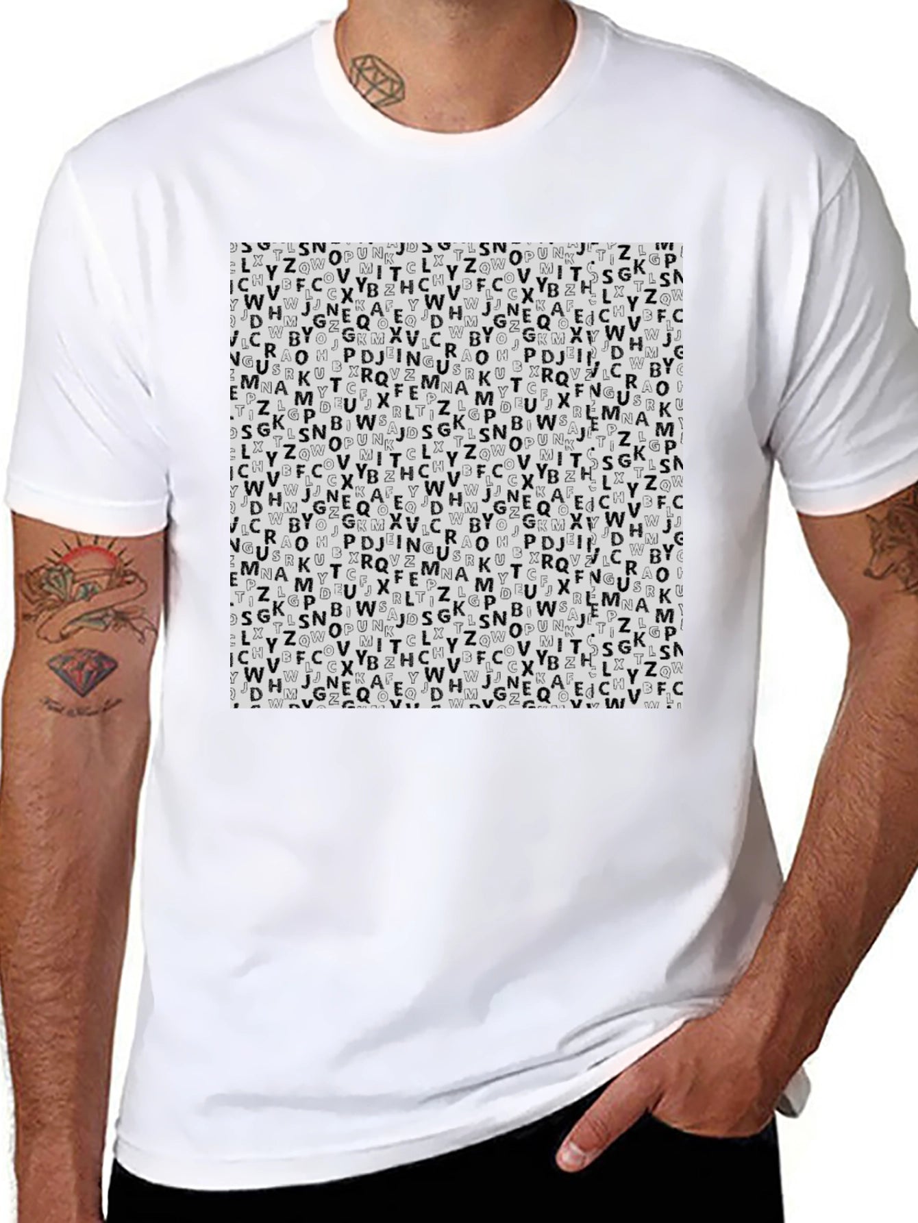 Letter Print Black T-Shirt - Stylish Pattern Tee