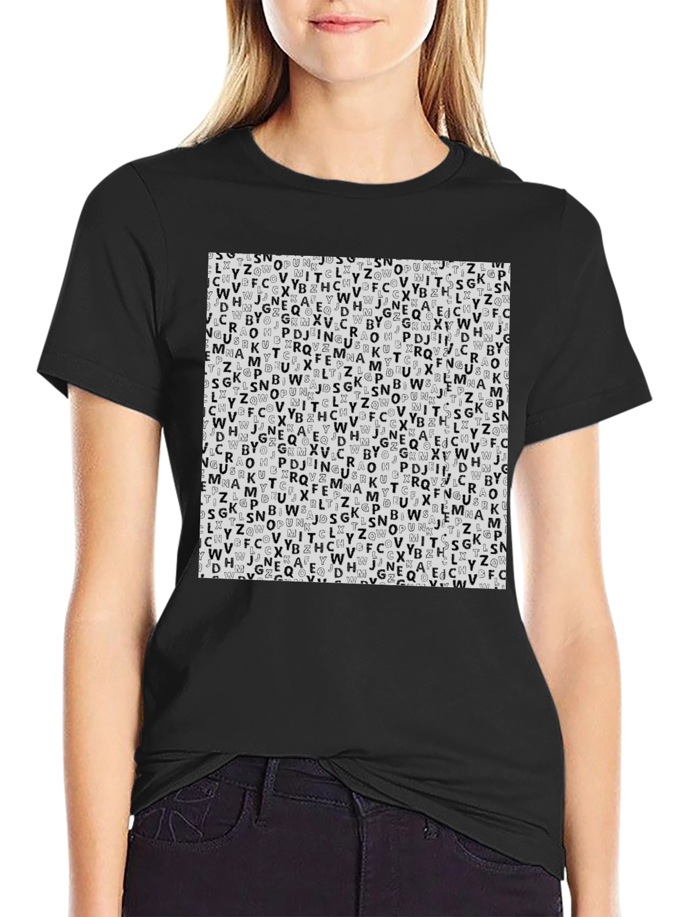 Letter Print Black T-Shirt - Stylish Pattern Tee