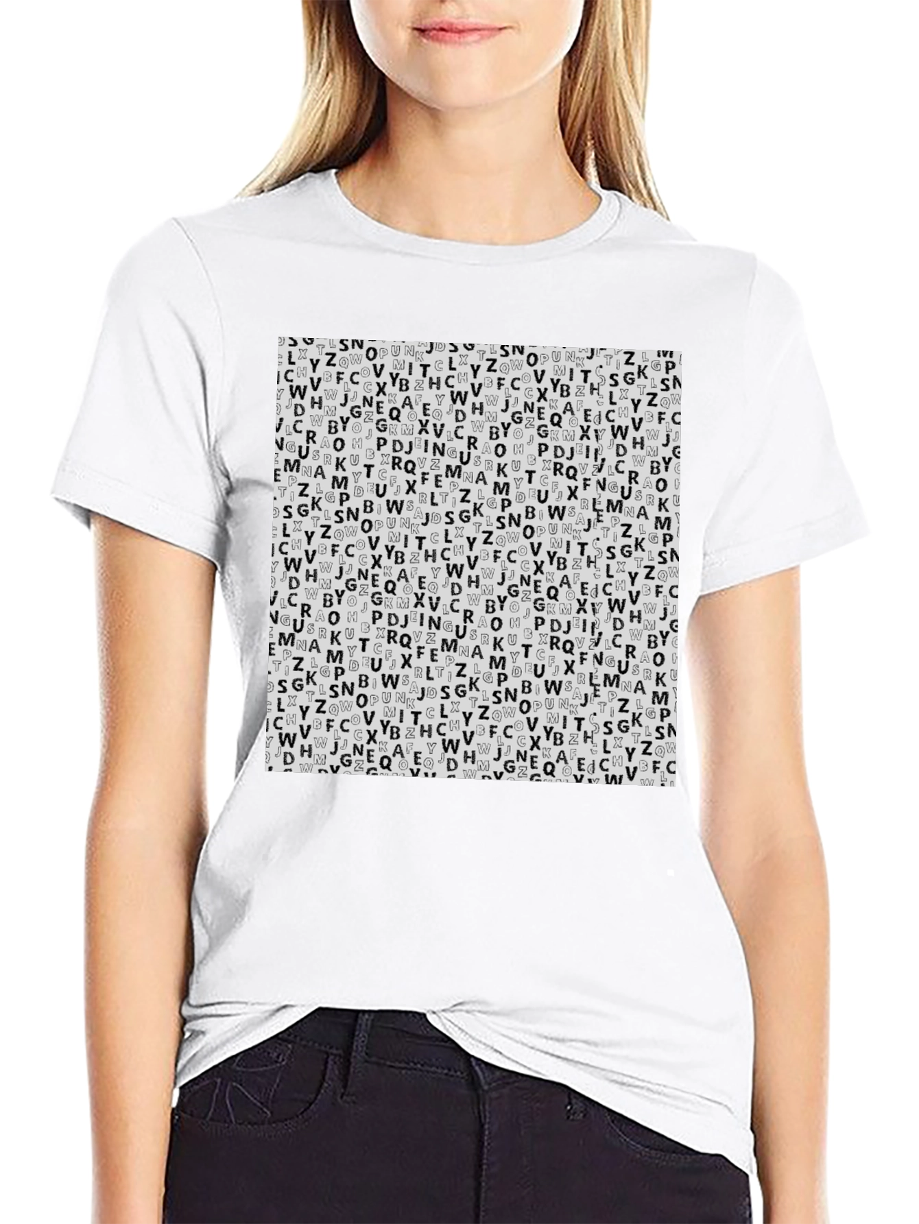 Letter Print Black T-Shirt - Stylish Pattern Tee