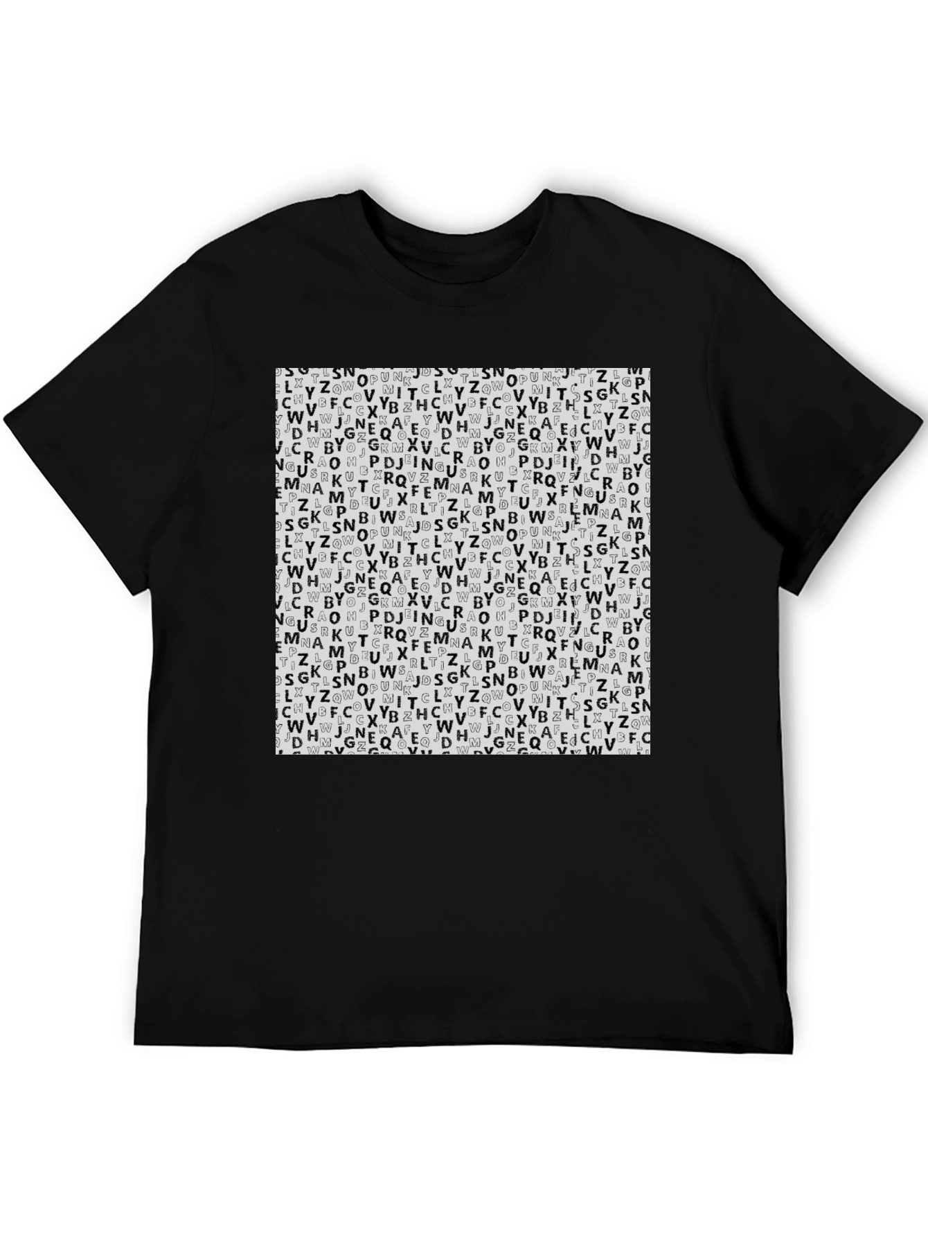 Letter Print Black T-Shirt - Stylish Pattern Tee