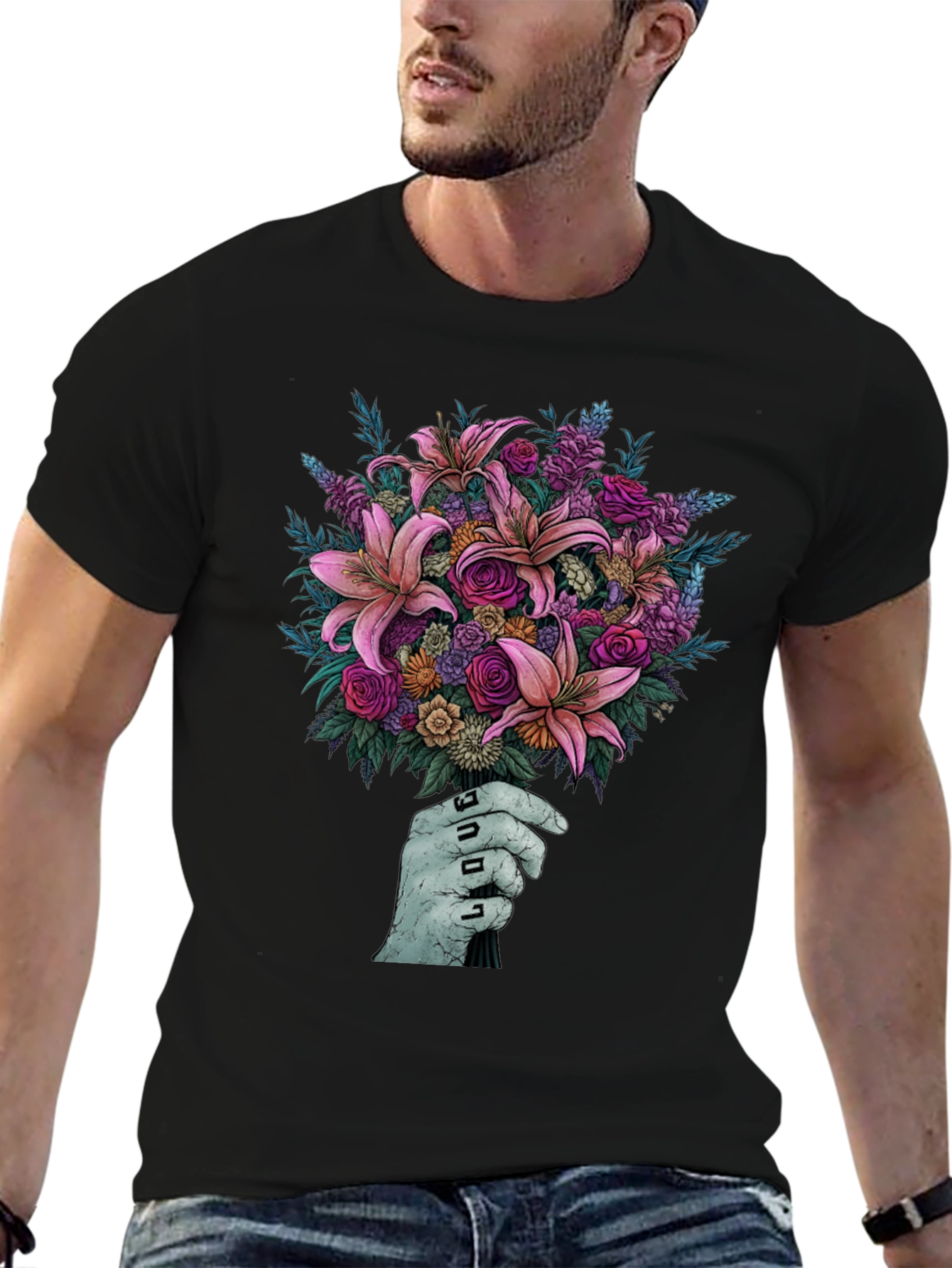 Floral Bouquet T-Shirt - Unique Hand Design