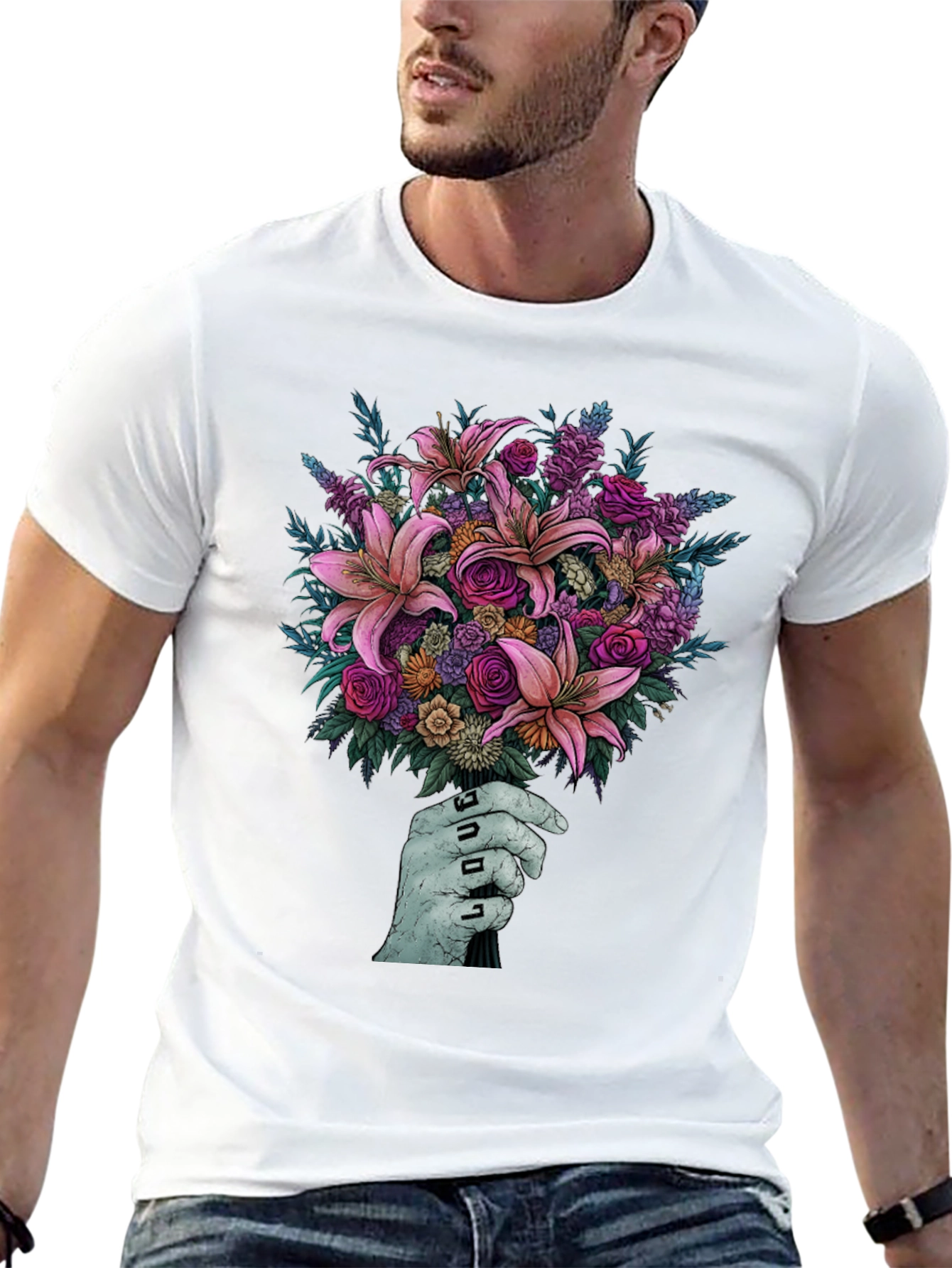 Floral Bouquet T-Shirt - Unique Hand Design