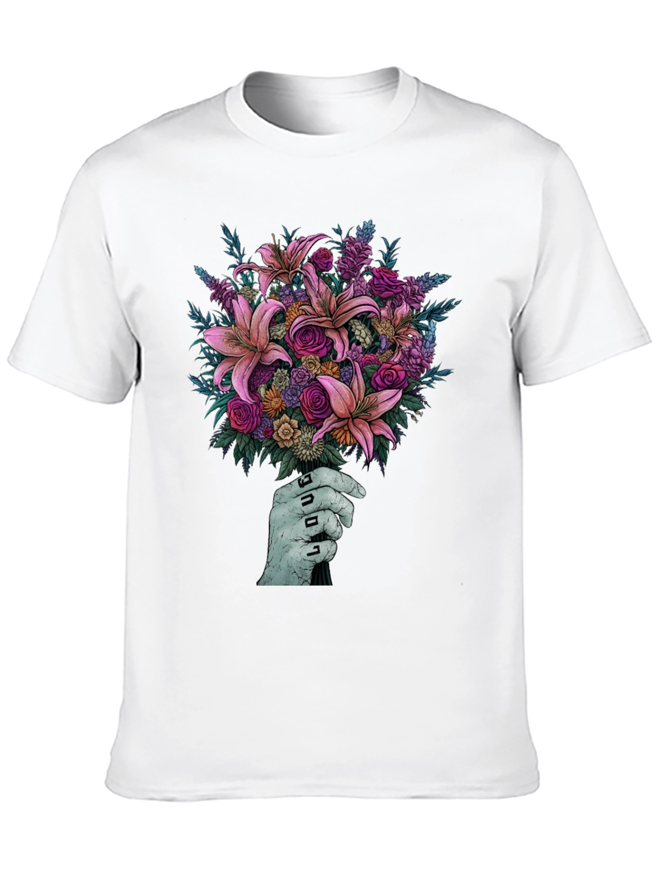 Floral Bouquet T-Shirt - Unique Hand Design