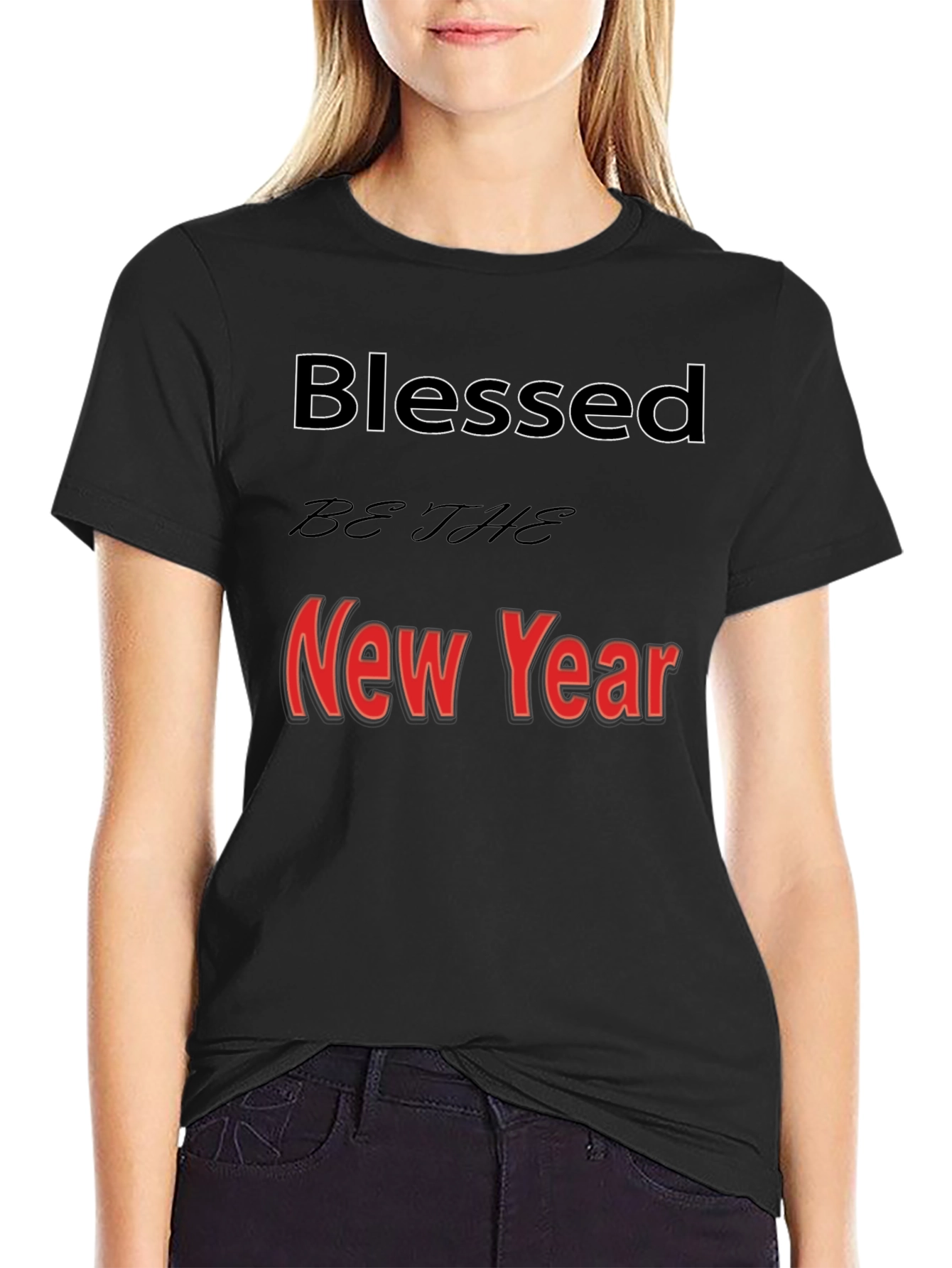 Blessed New Year Graphic Tee - Black T-Shirt