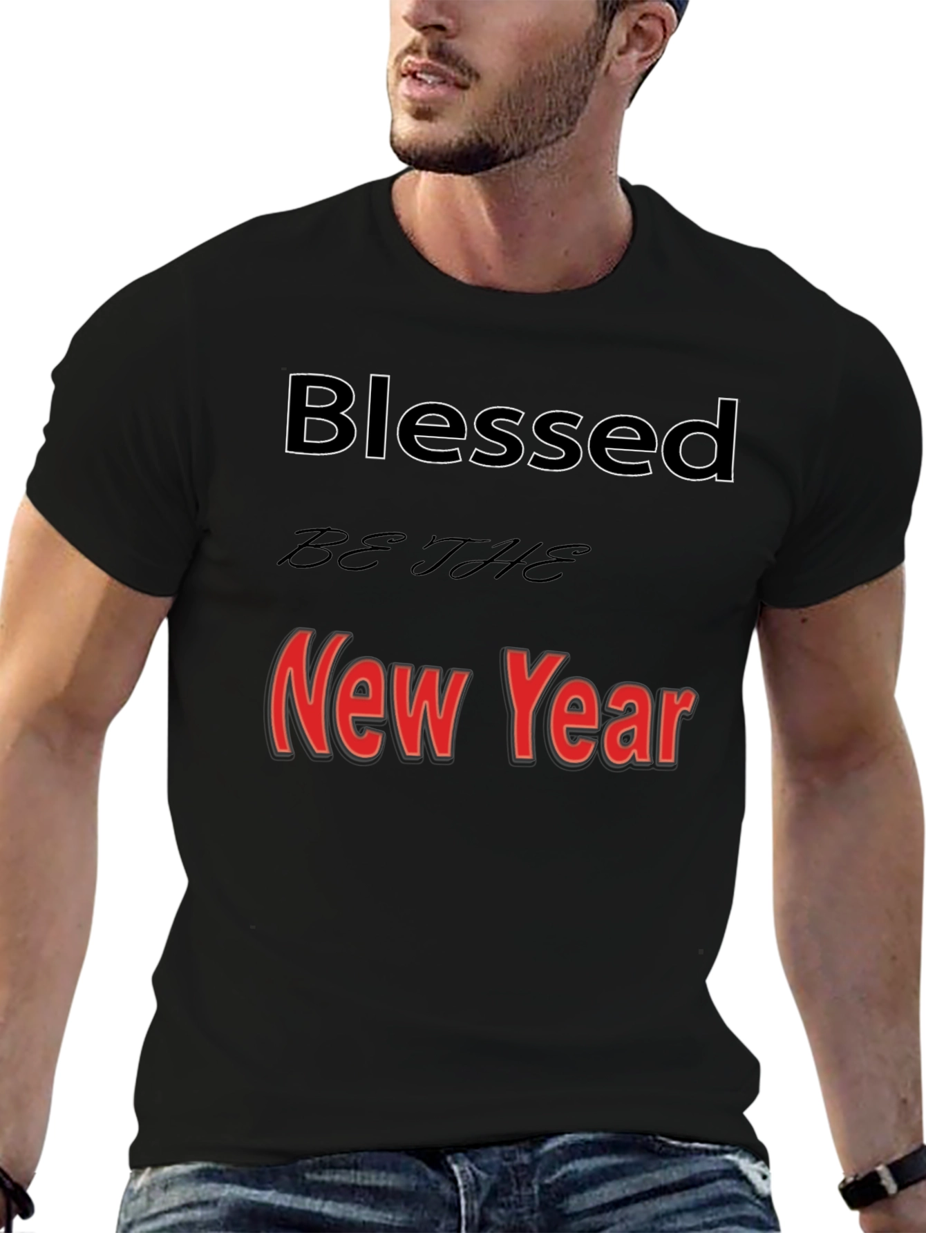 Blessed New Year Graphic Tee - Black T-Shirt
