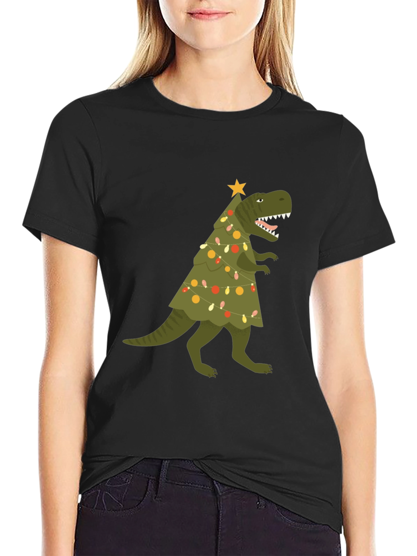 Christmas Dinosaur T-Shirt - Holiday Dino Tree Tee