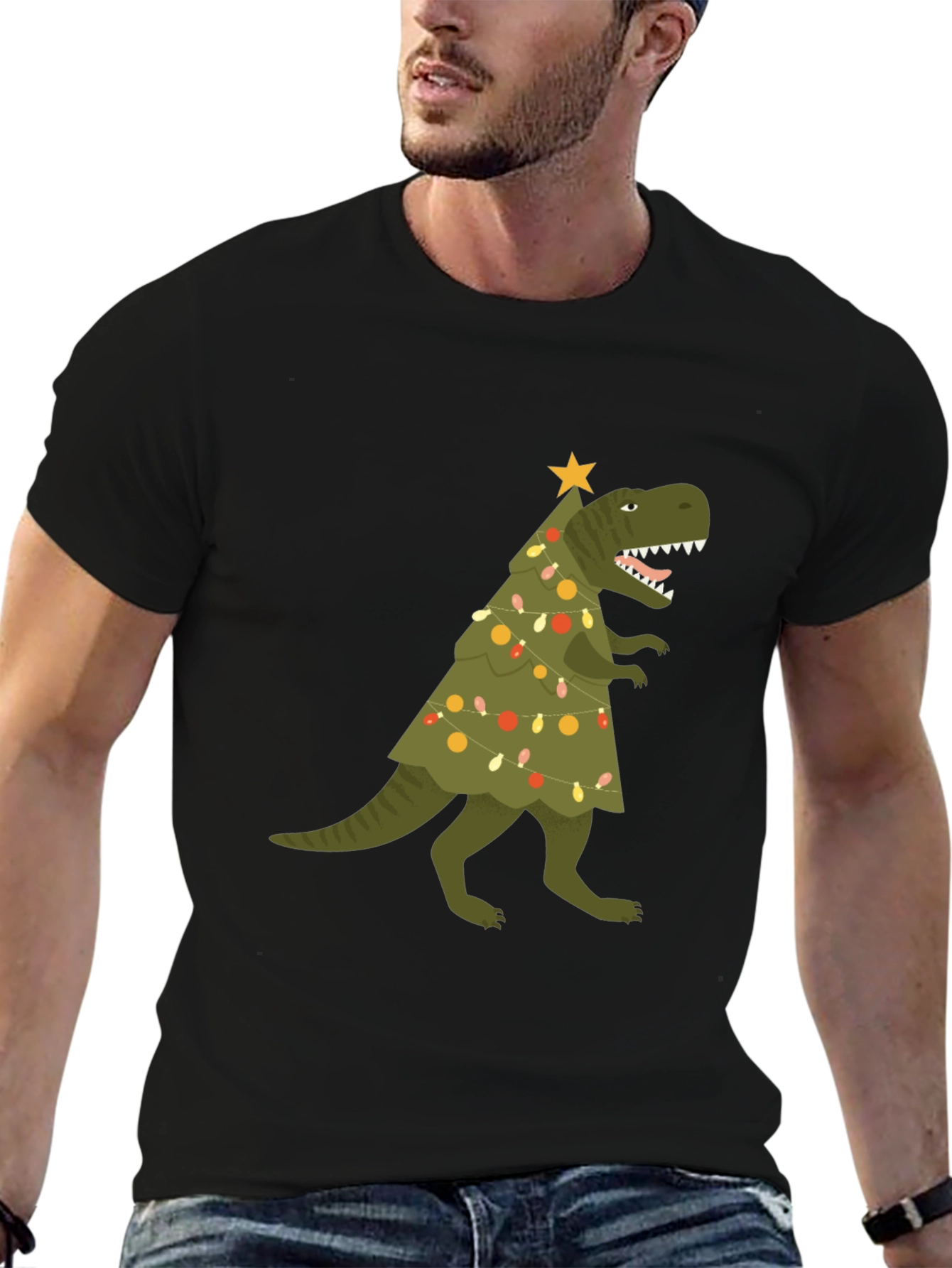 Christmas Dinosaur T-Shirt - Holiday Dino Tree Tee