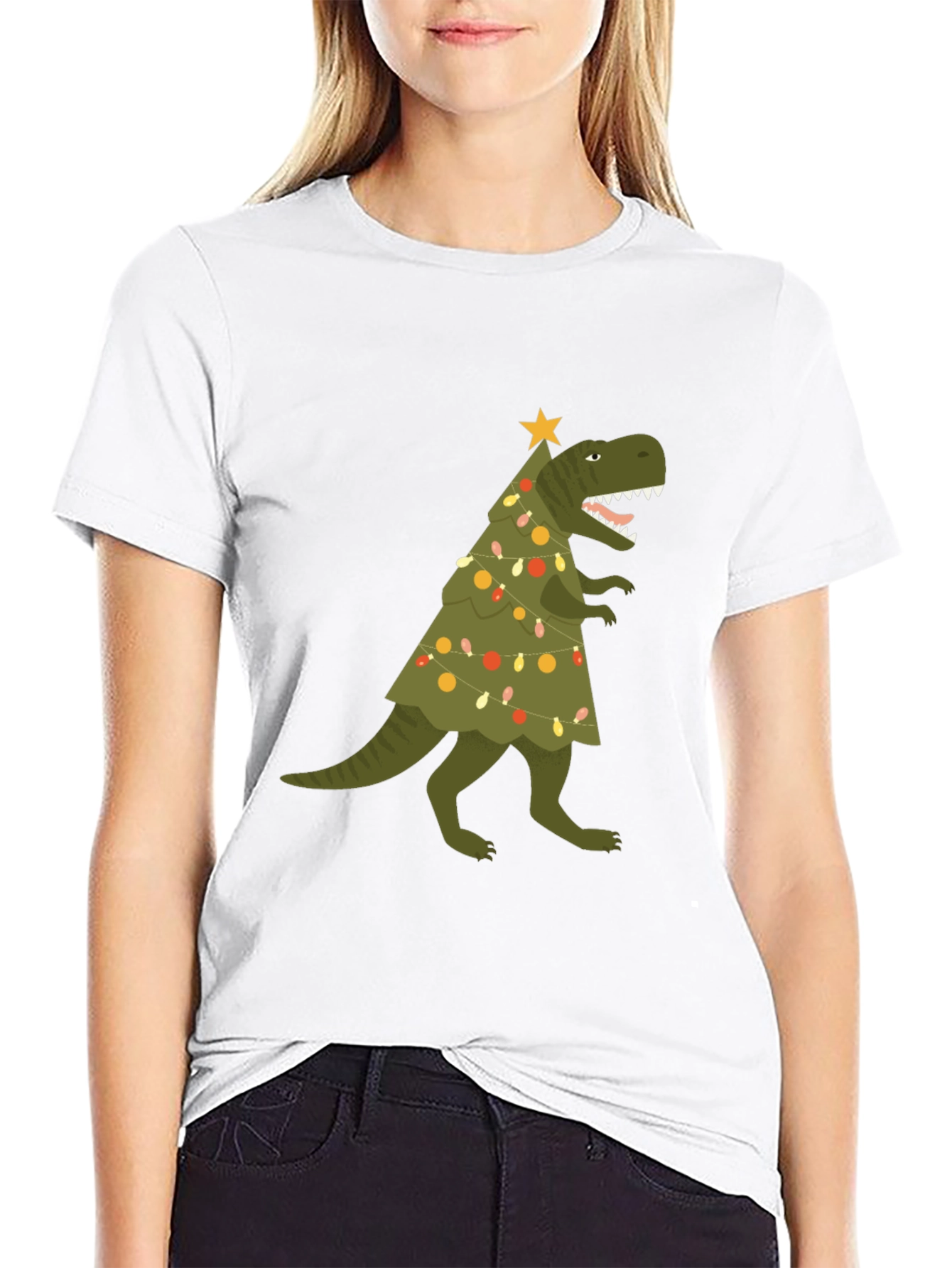 Christmas Dinosaur T-Shirt - Holiday Dino Tree Tee