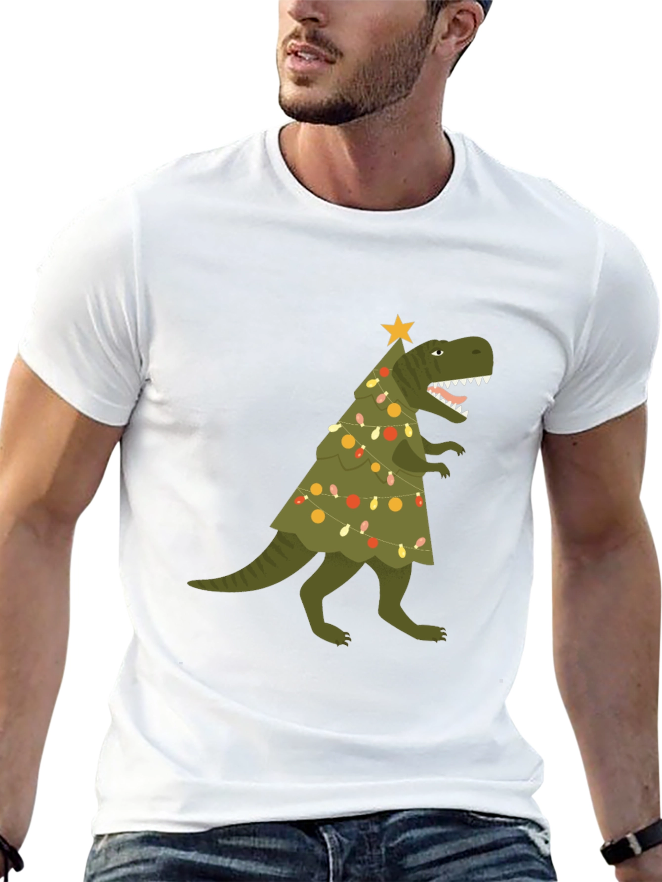 Christmas Dinosaur T-Shirt - Holiday Dino Tree Tee