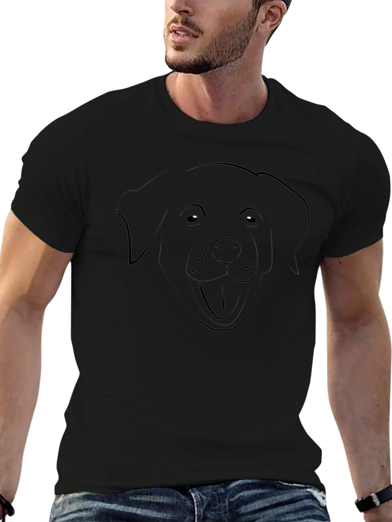 Dog Graphic T-Shirt - Black Crew Neck Tee