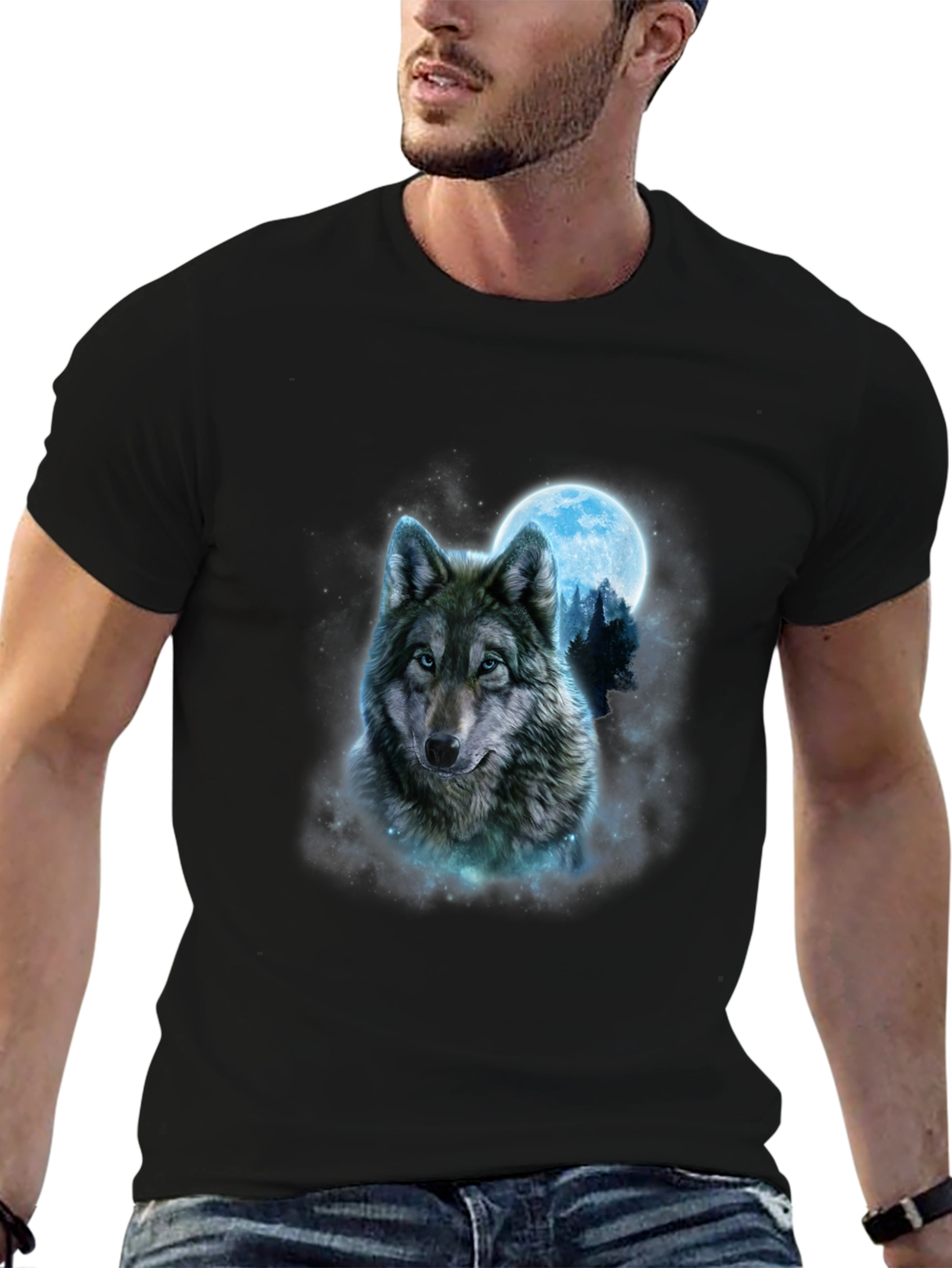 Wolf Moon Graphic Tee - Black