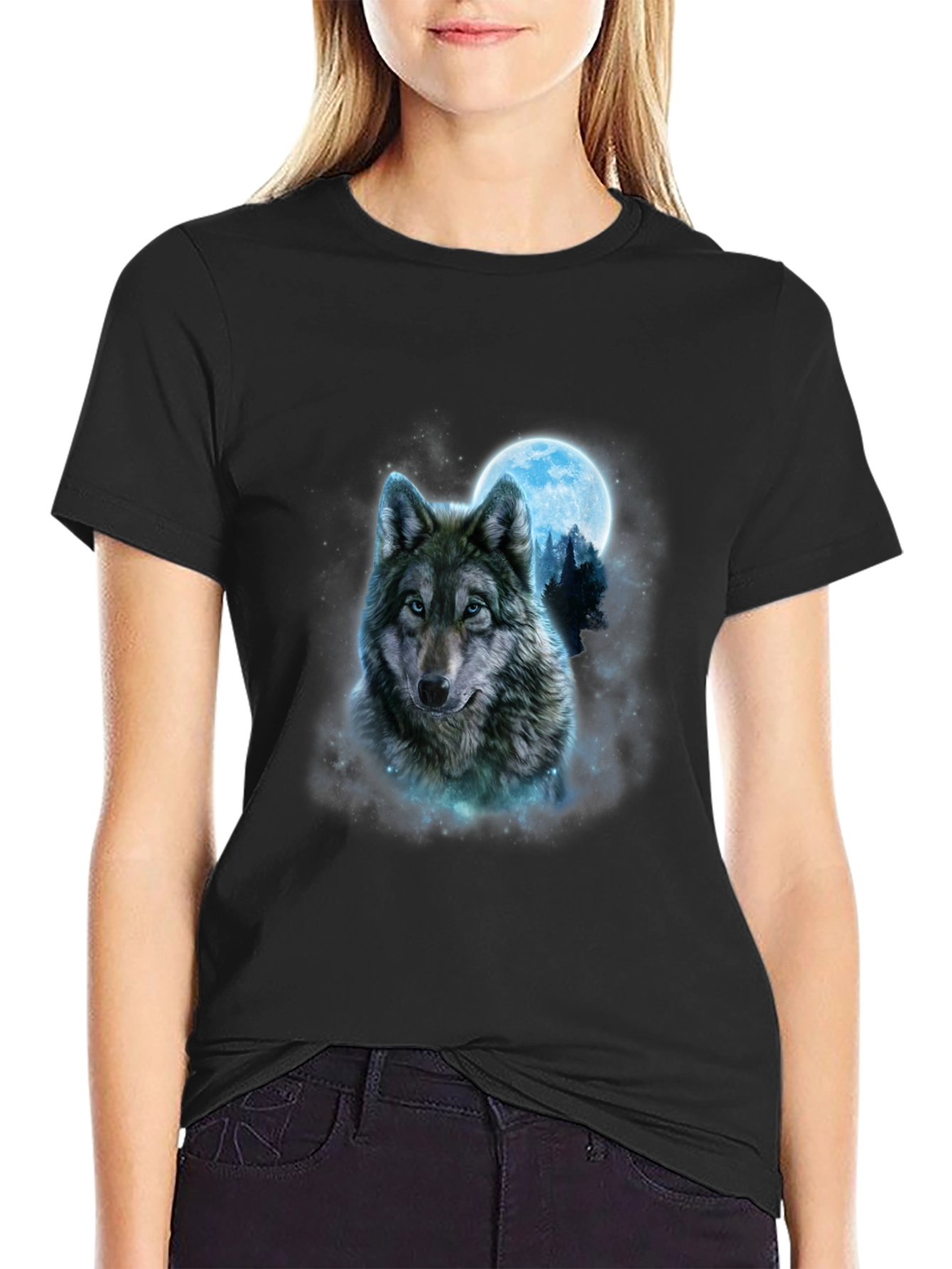 Wolf Moon Graphic Tee - Black
