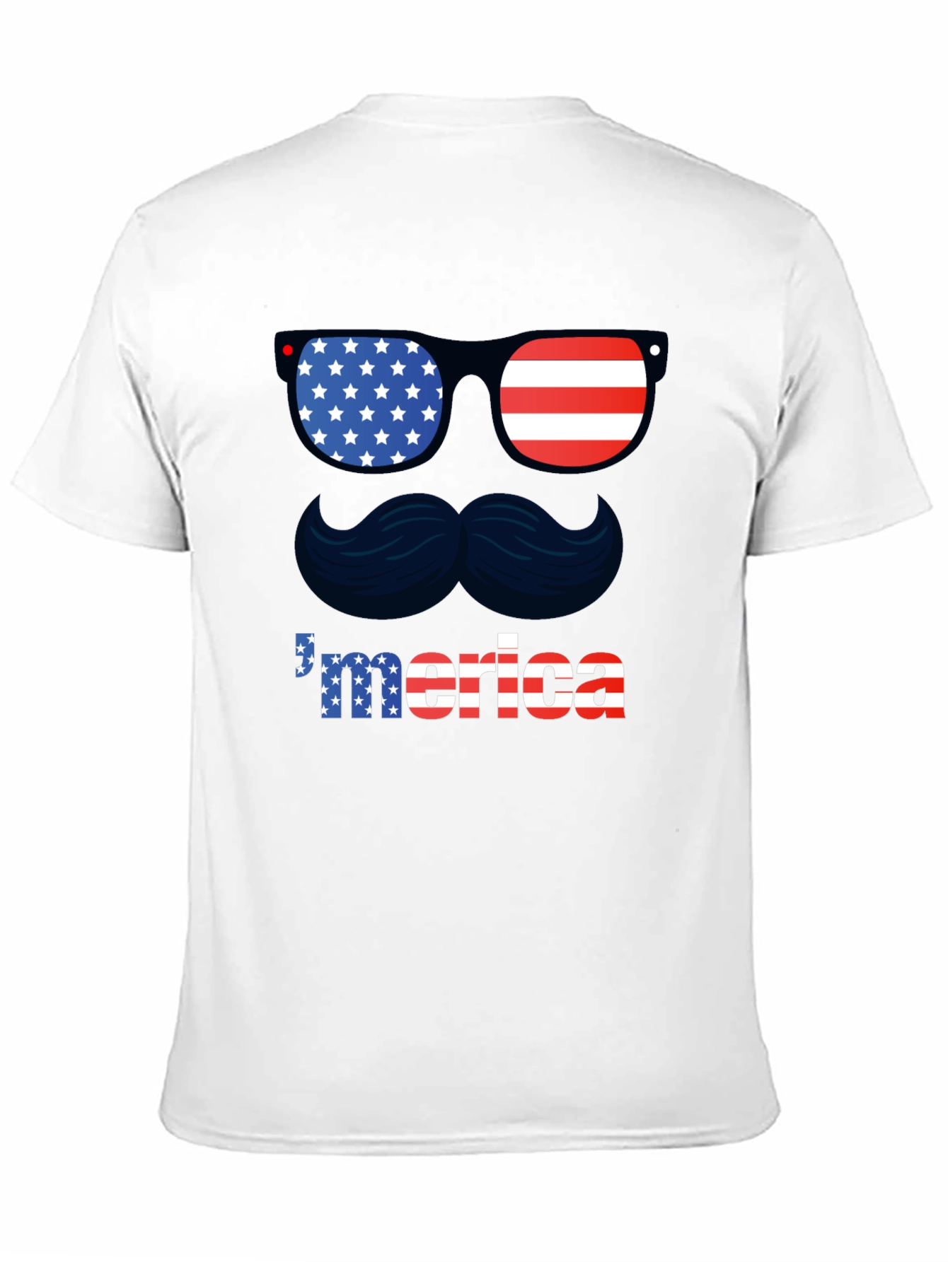 Patriotic Merica T-Shirt - Sunglasses & Mustache Design