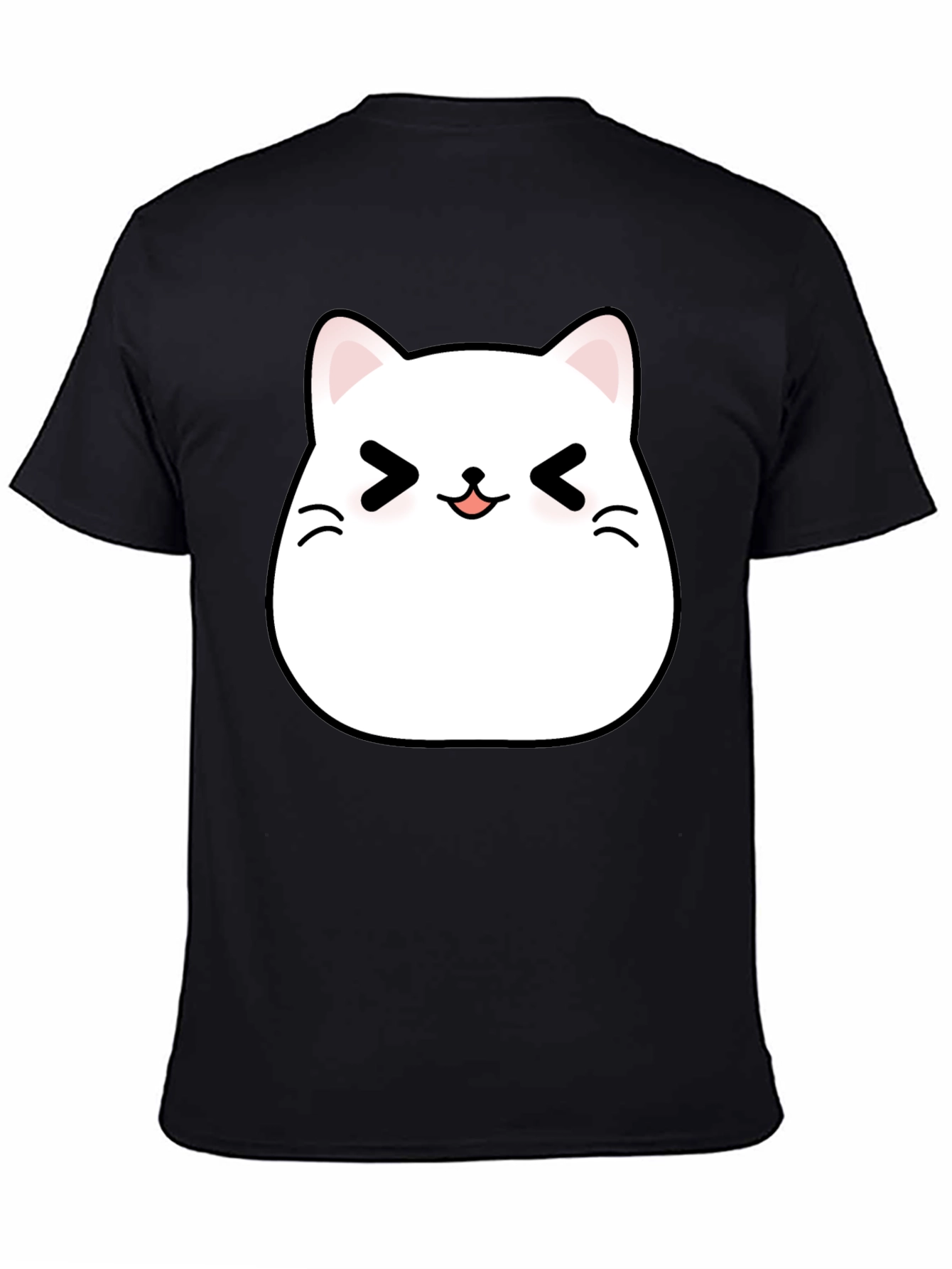 Cute Kawaii Cat T-Shirt - Black Cotton Tee