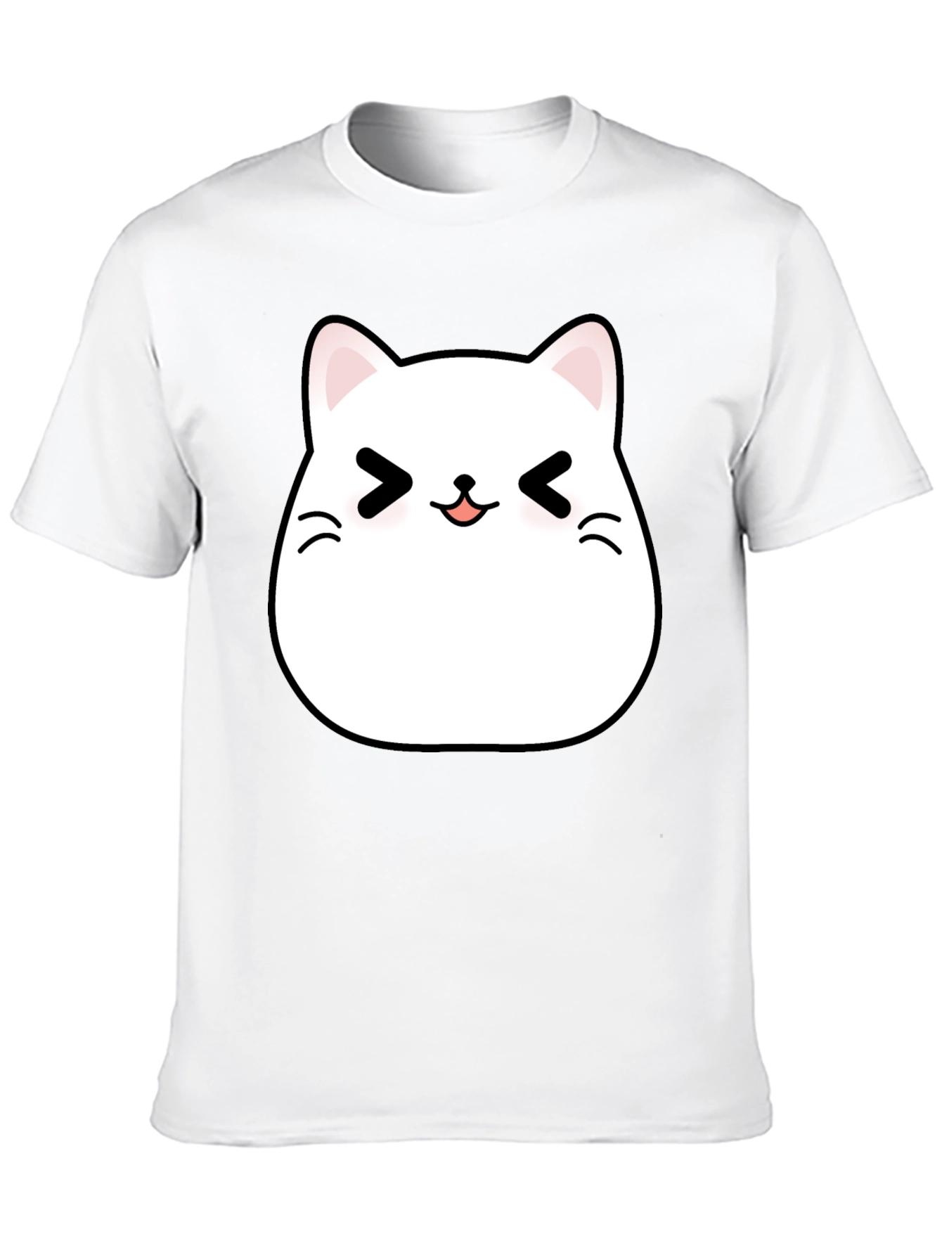 Cute Kawaii Cat T-Shirt - Black Cotton Tee