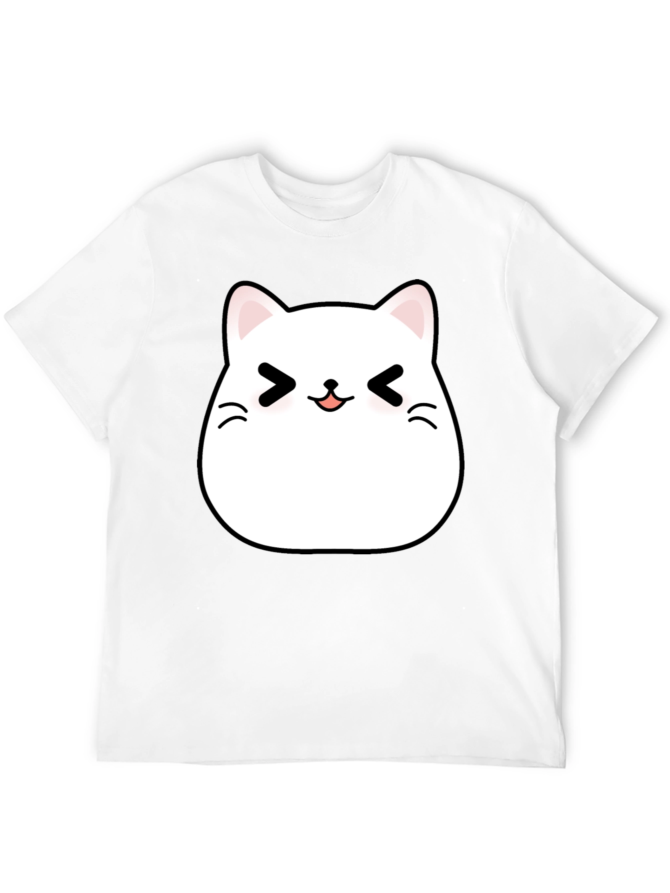 Cute Kawaii Cat T-Shirt - Black Cotton Tee