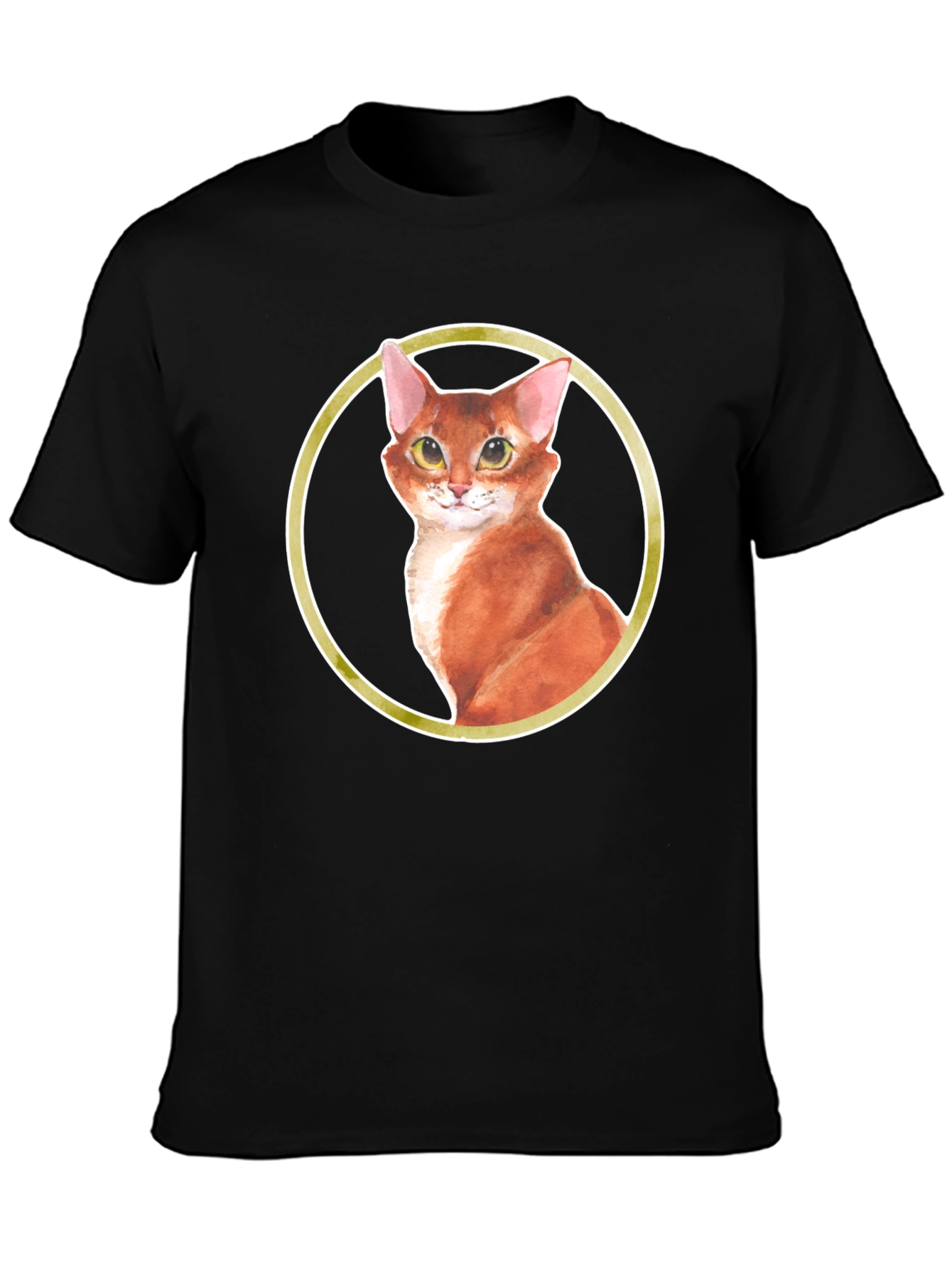 Cat Portrait T-Shirt - Round Frame